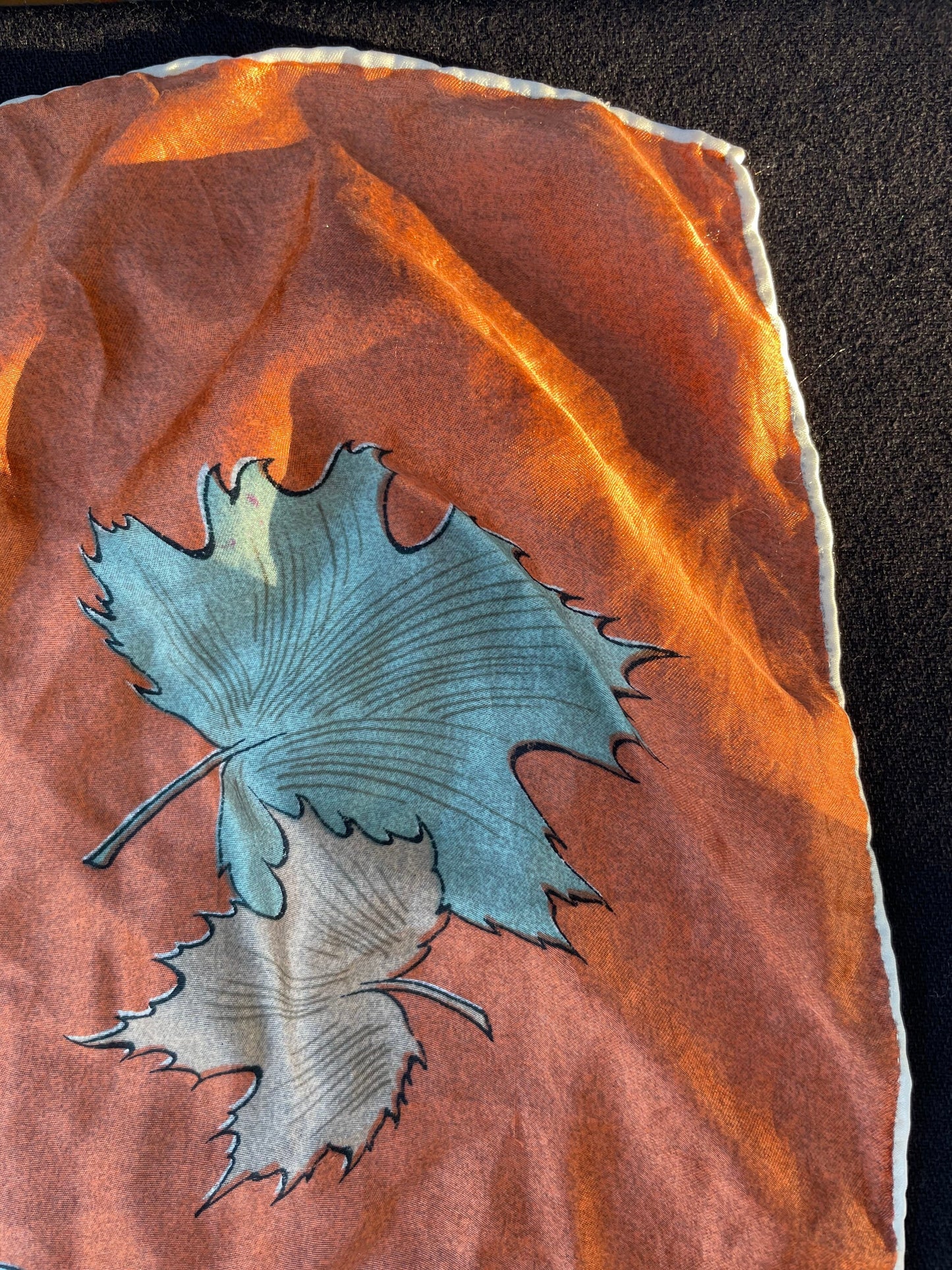 Vintage 100% Silk Scarf Fall Leaves Design