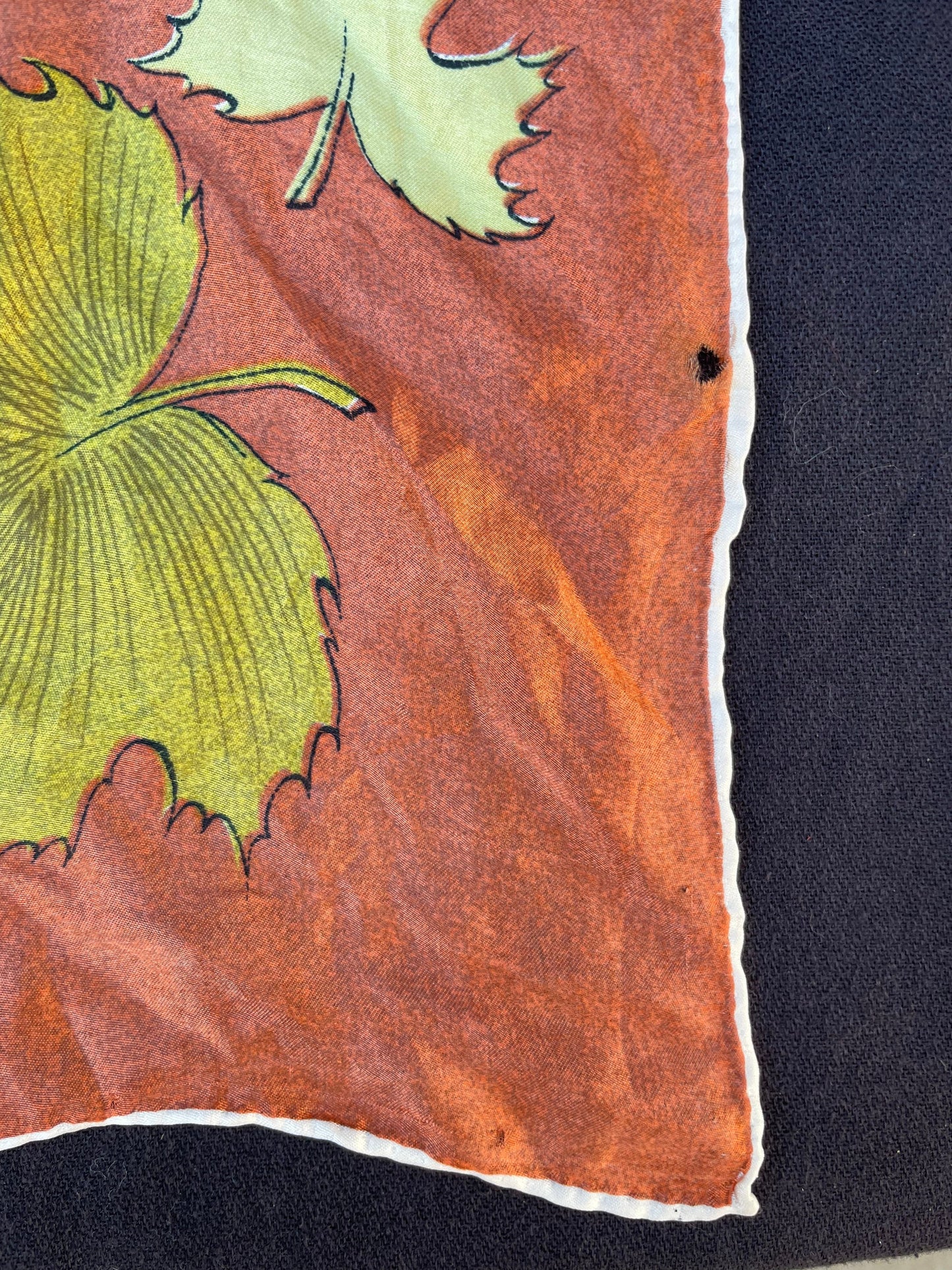 Vintage 100% Silk Scarf Fall Leaves Design