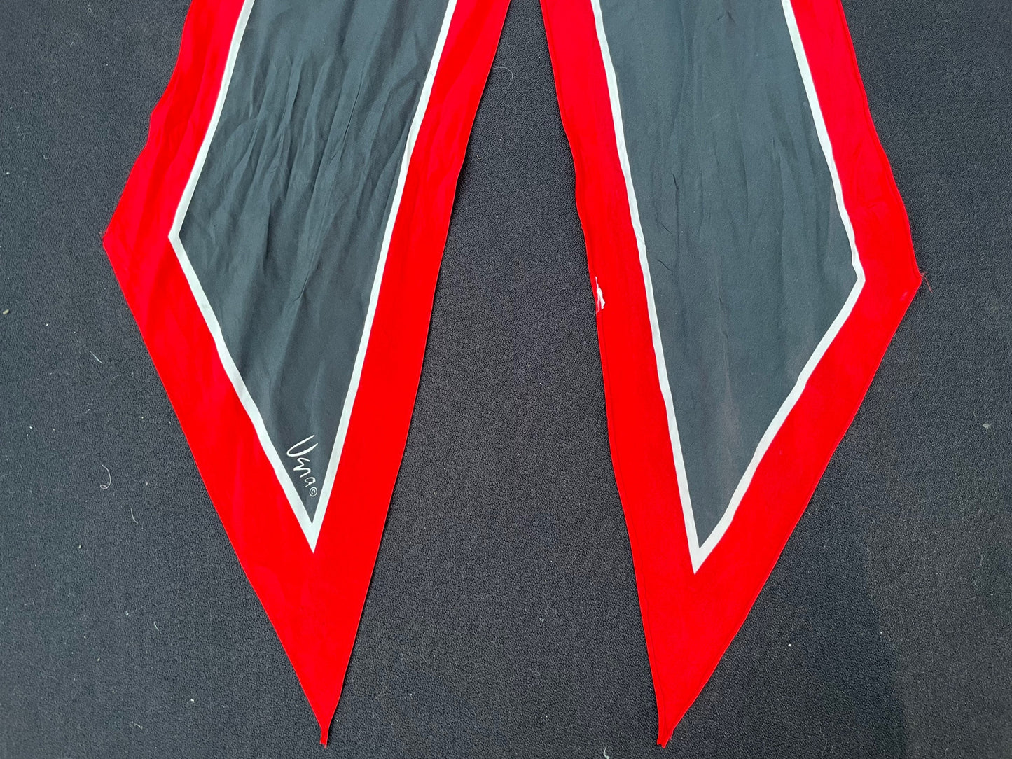 Vintage 1960 Vera Designer Red, Black & White Long Silk Scarf