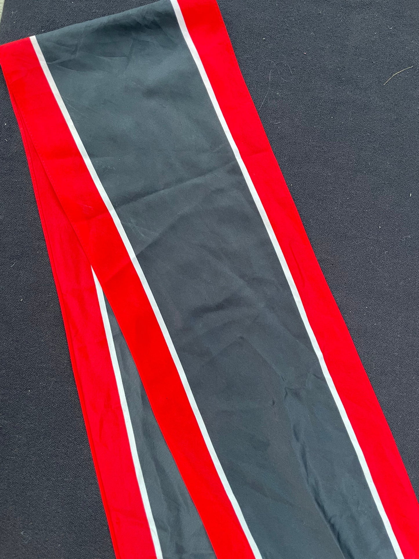 Vintage 1960 Vera Designer Red, Black & White Long Silk Scarf
