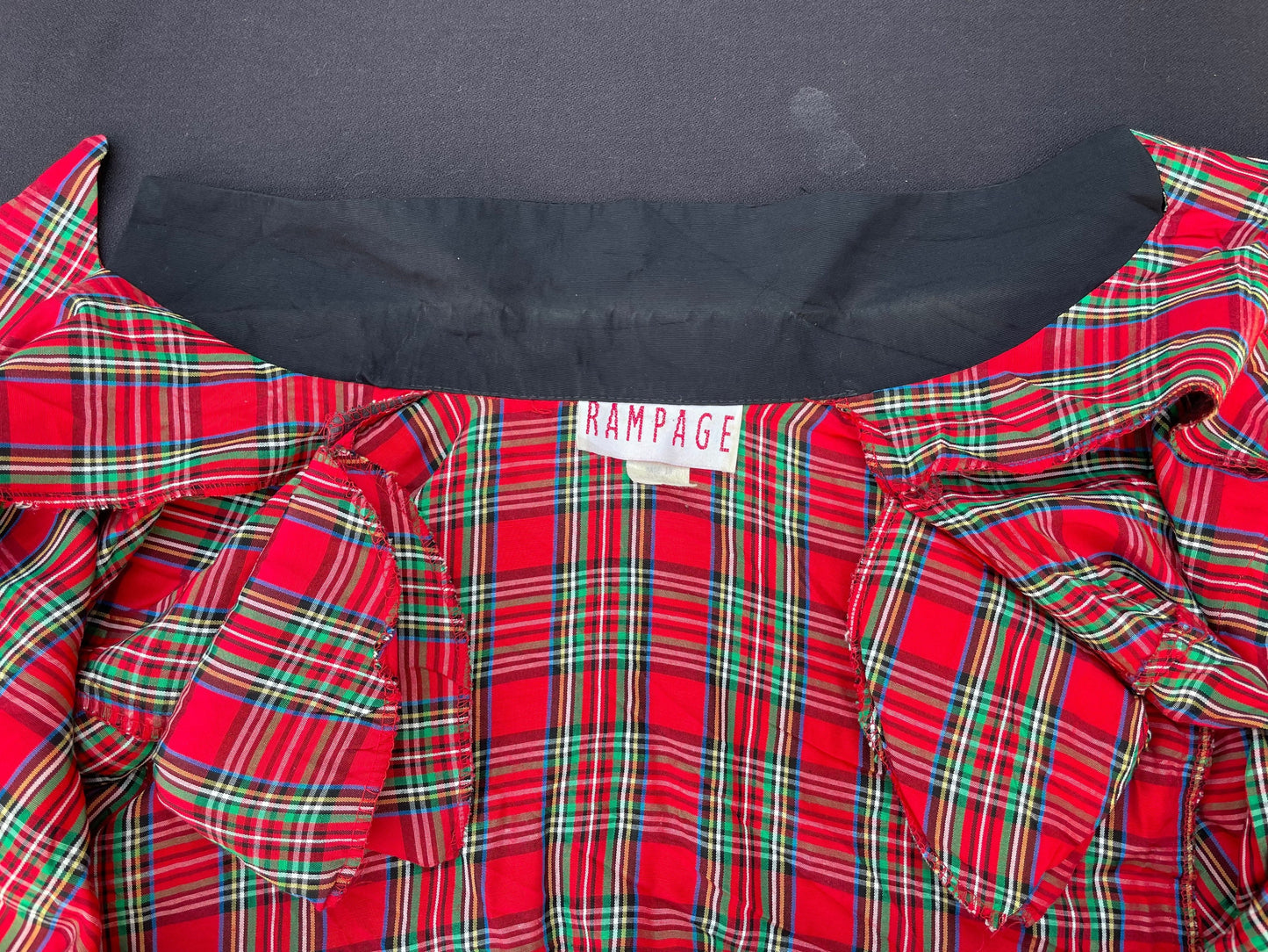 Rampage 1990’s Red Tartan Plaid Double Breasted Button Crop Blazer Jacket