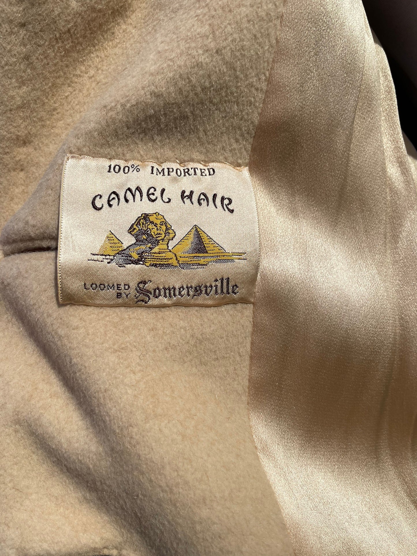 1960 Vintage Light Tan Camel Hair & Fur Collar Long Coat
