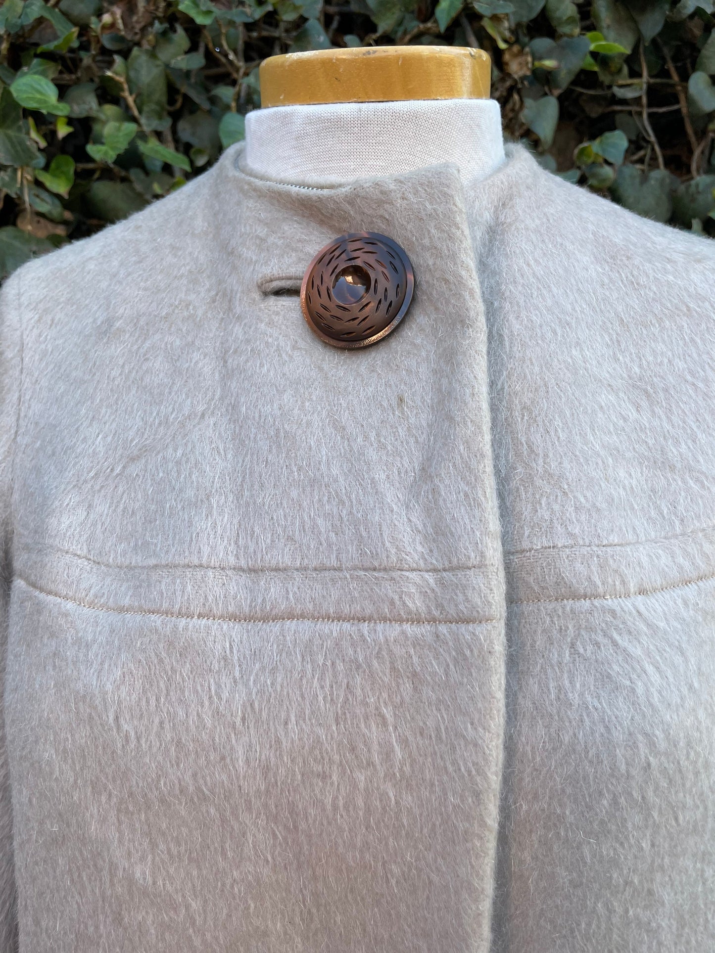 Vintage 1960’s Grey Long Mohair Wool Long Coat Removable Collar