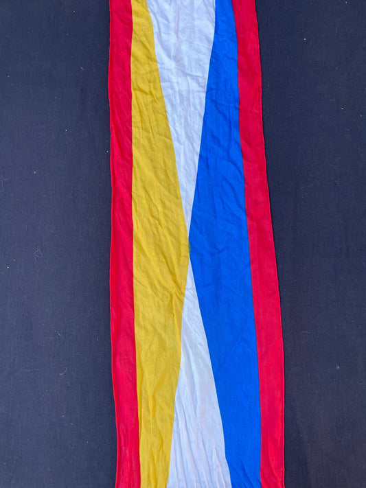 Vintage 1960 Silk Primary Color Block Geometric Scarf in Red, Blue, Yellow & White