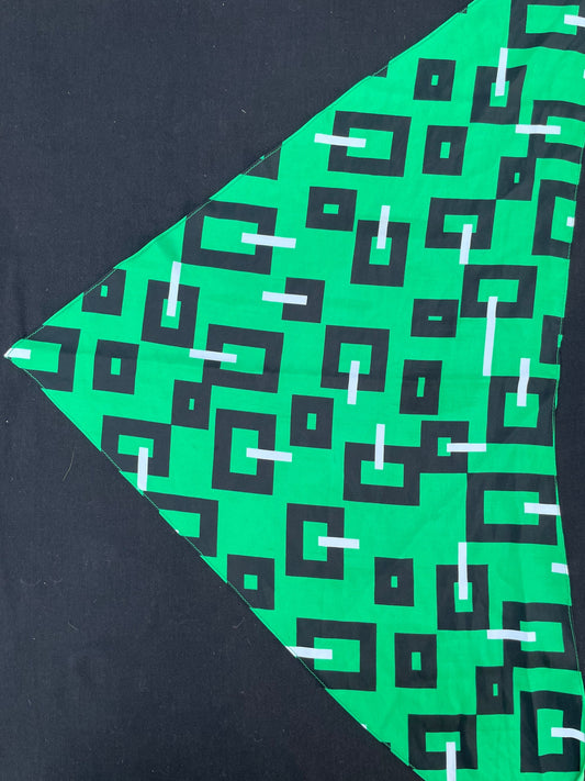 Vintage 1980’s Triangle Geometric Squares Scarf in Green, White & Black
