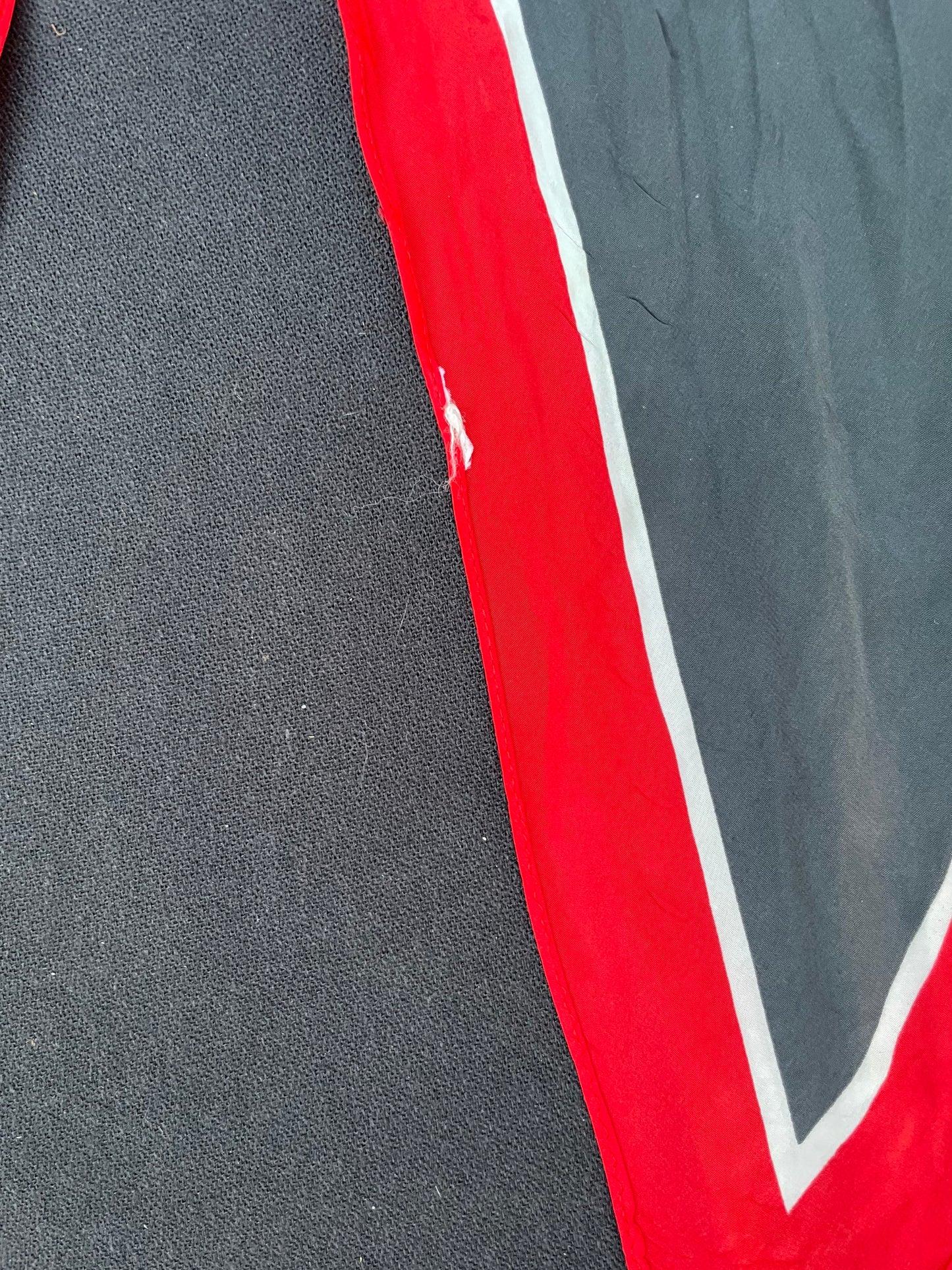 Vintage 1960 Vera Designer Red, Black & White Long Silk Scarf