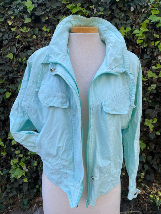 Vintage Breatan Light Blue Bomber Jacket Medium