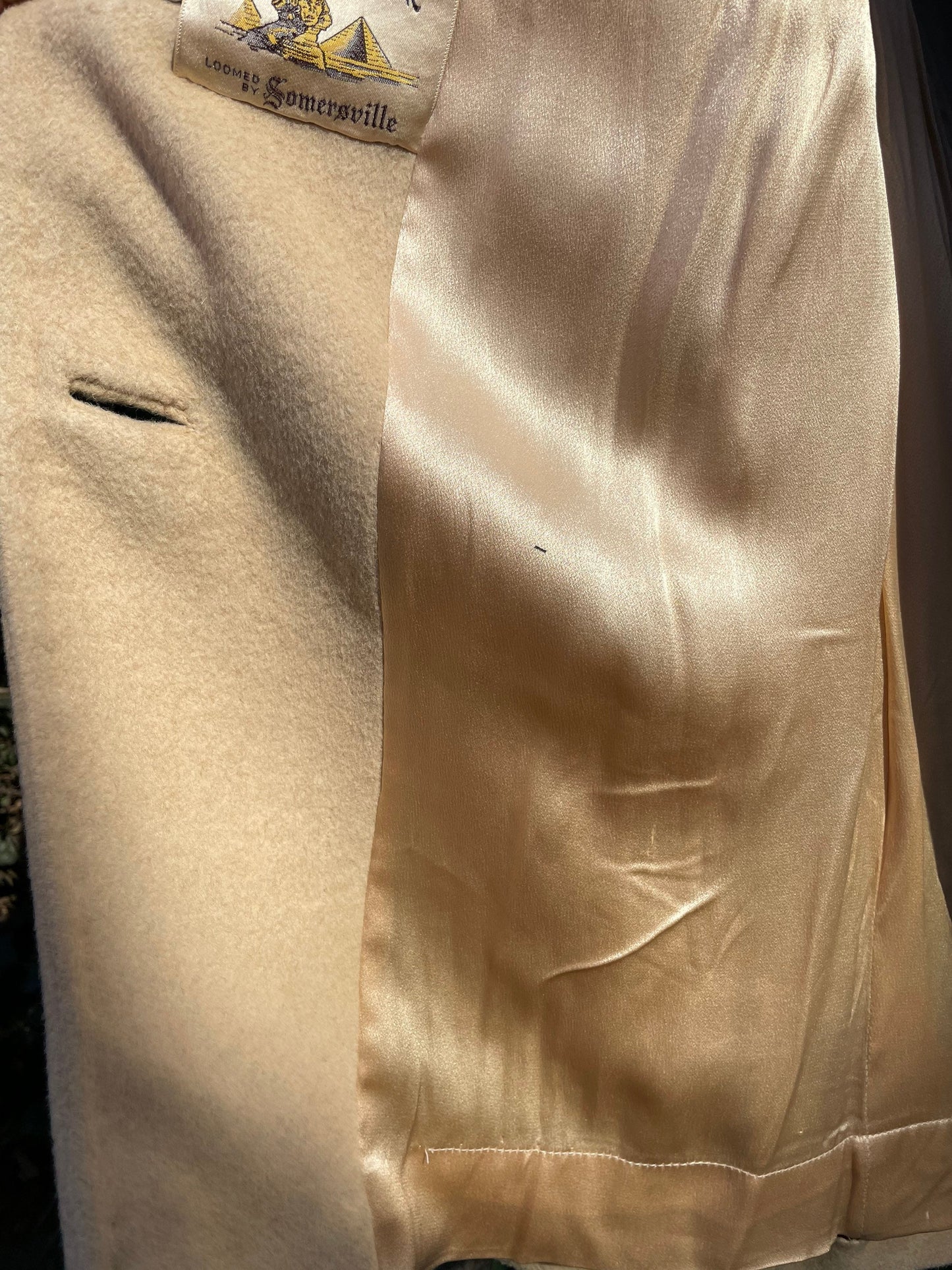 1960 Vintage Light Tan Camel Hair & Fur Collar Long Coat