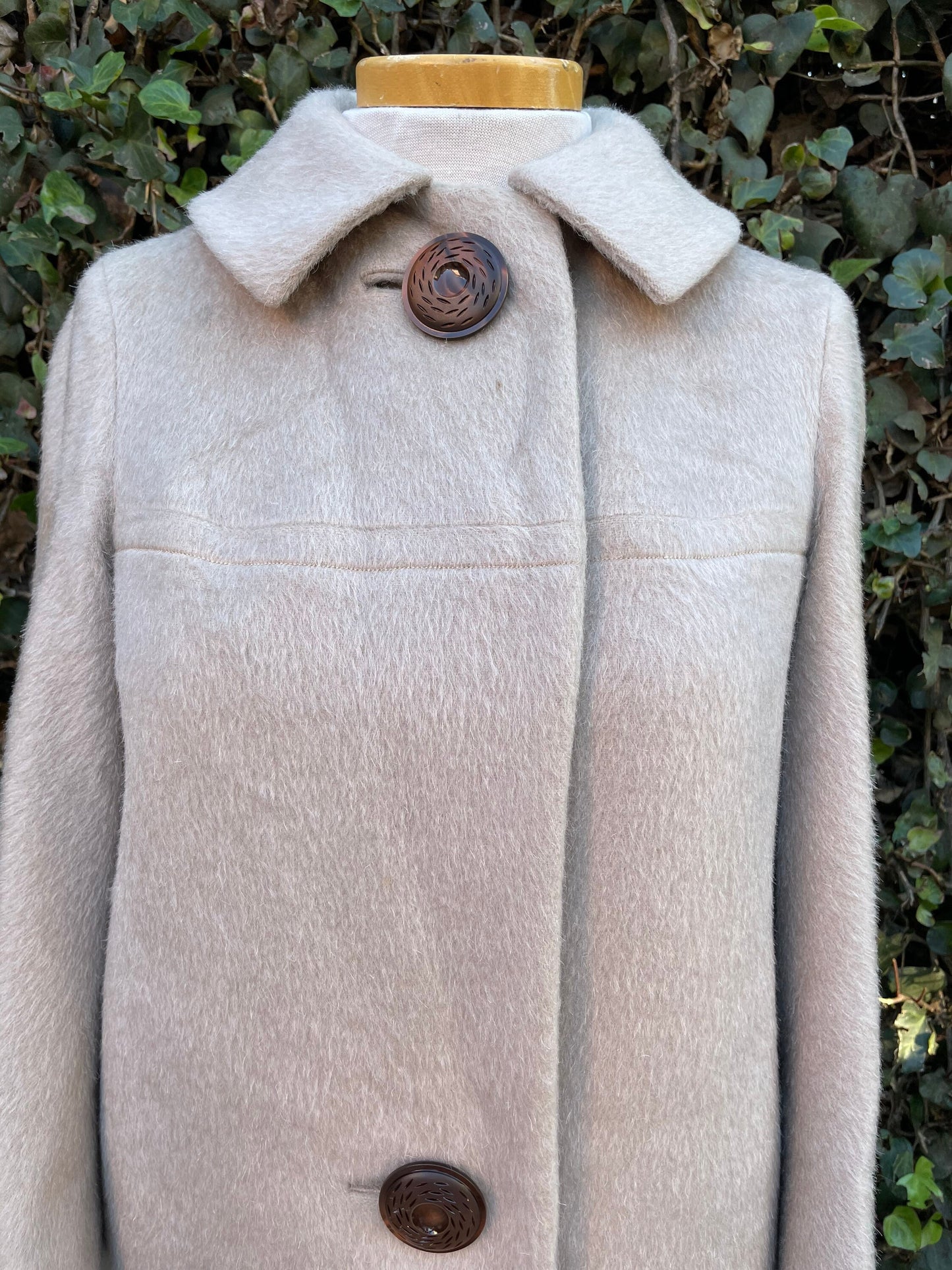 Vintage 1960’s Grey Long Mohair Wool Long Coat Removable Collar