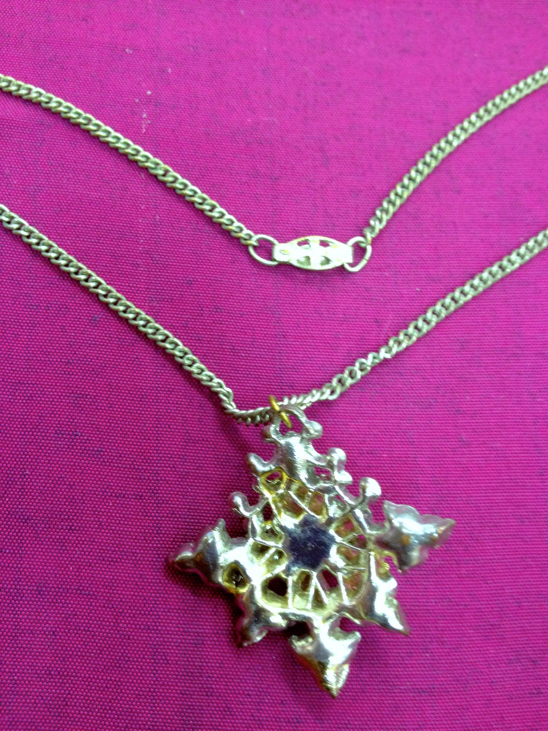 Antique Art Nouveau Hollywood Glamour Silver Pot Metal & Multi Colored Crystal Rhinestone Fruit Salad Necklace