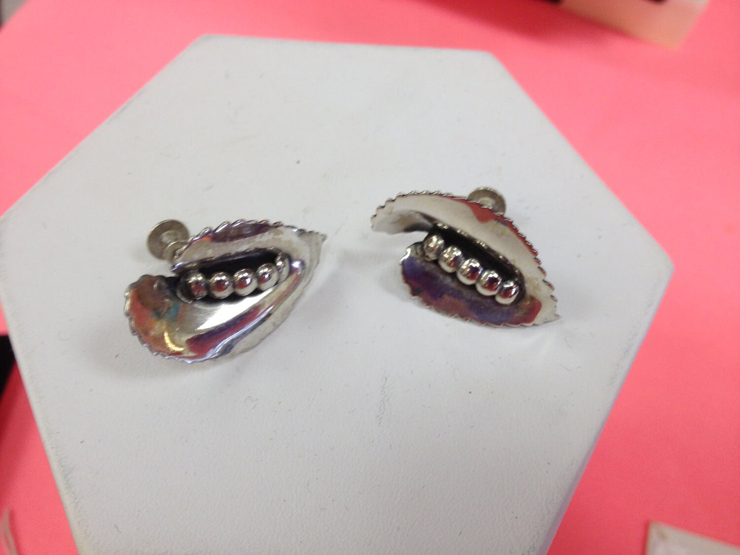 Vintage Sterling Silver Calla Lilly Art Nouveau Mexican Screw Back Earrings