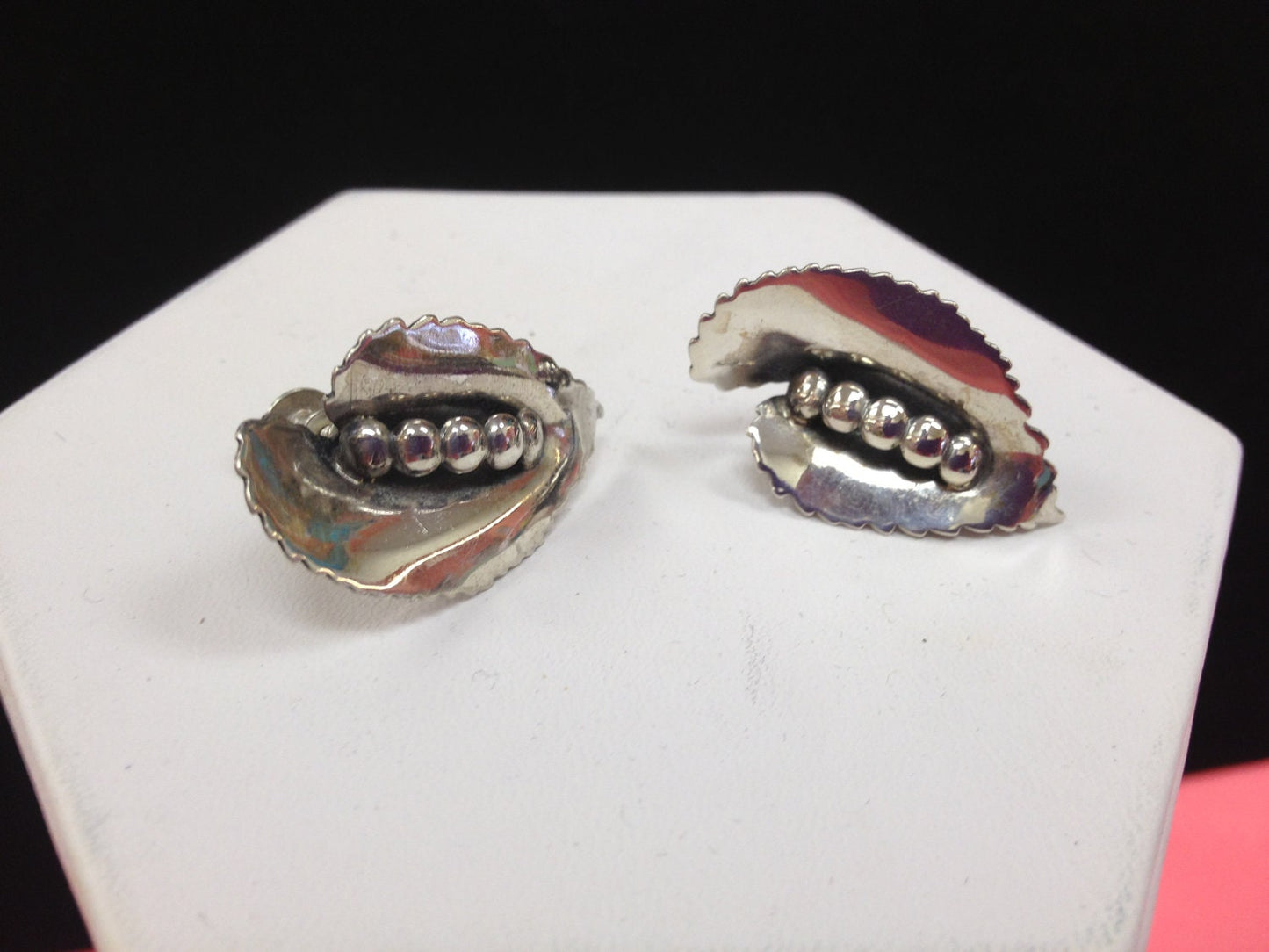 Vintage Sterling Silver Calla Lilly Art Nouveau Mexican Screw Back Earrings