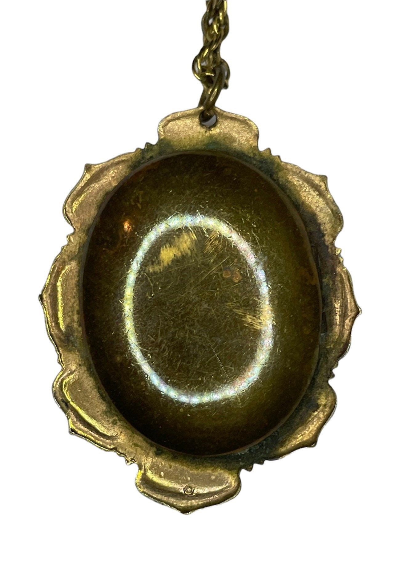 Victorian Carved Shell Cameo Gilded Locket Necklace