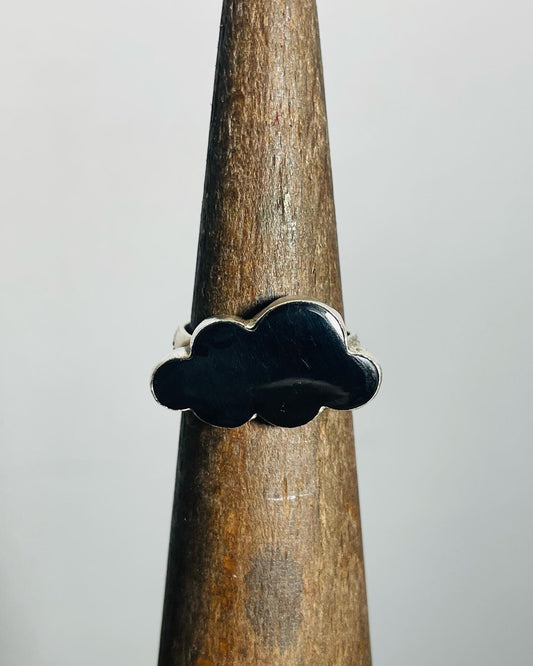 Handmade Black Onyx Cloud Cabochon Sterling Silver Ring
