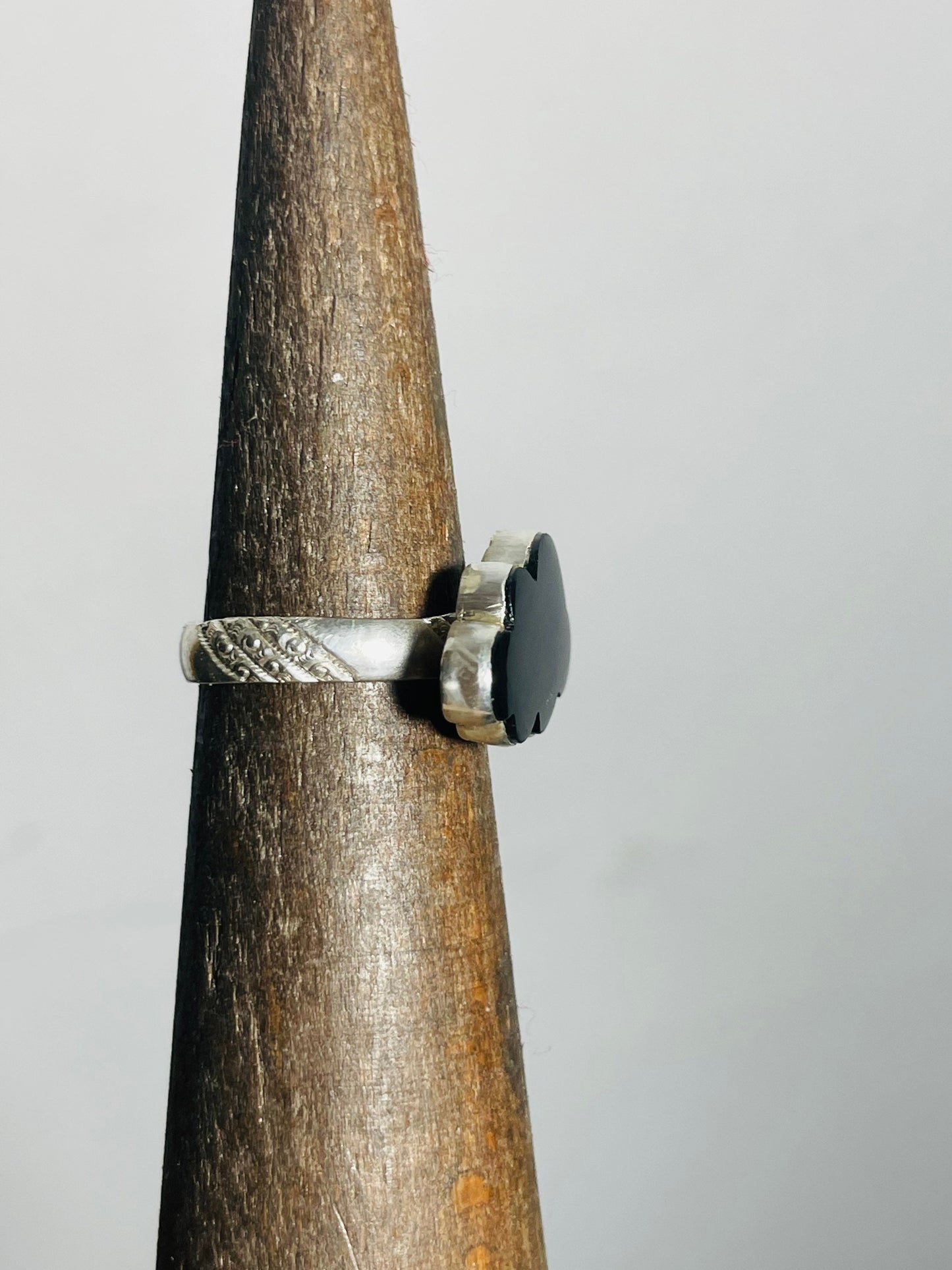 Handmade Black Onyx Cloud Cabochon Sterling Silver Ring