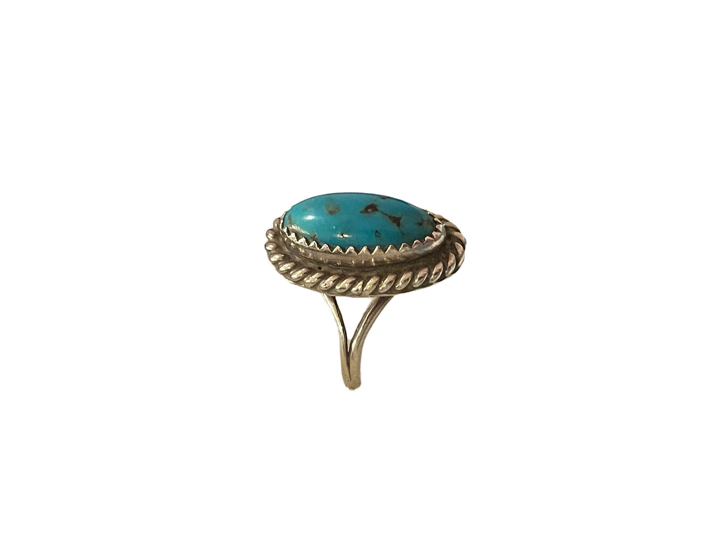 Vintage Sterling Silver Turquoise Solitaire Native American Ring