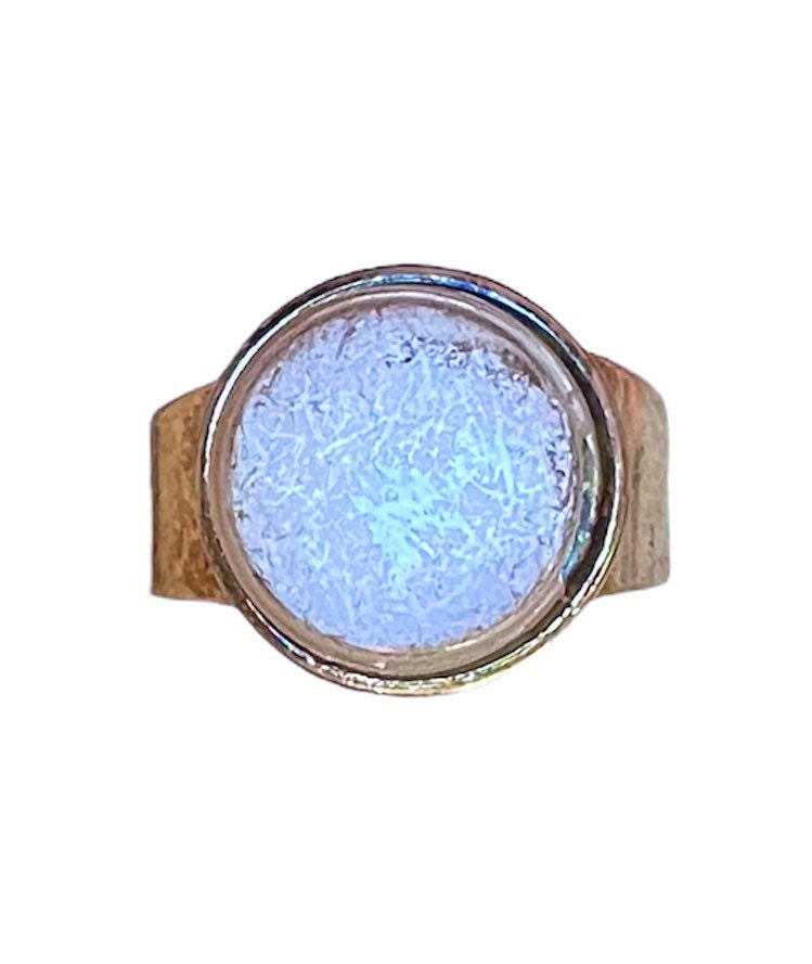 Vintage Modernist Round Moonstone Sterling Silver Ring