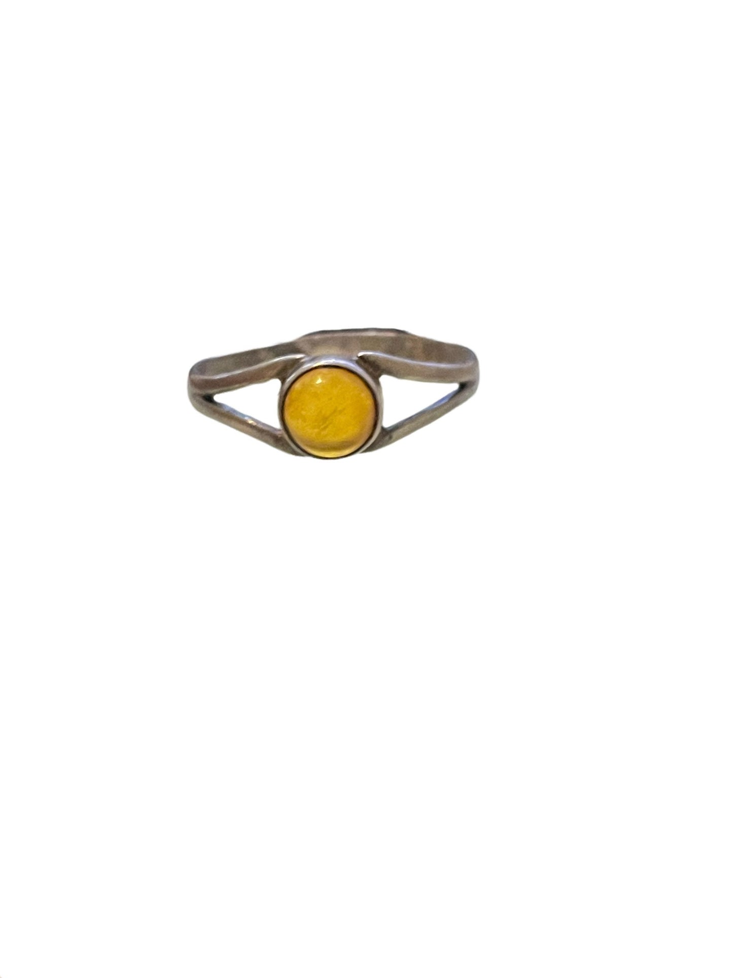 Vintage Sterling Amber Bezel Set Ring