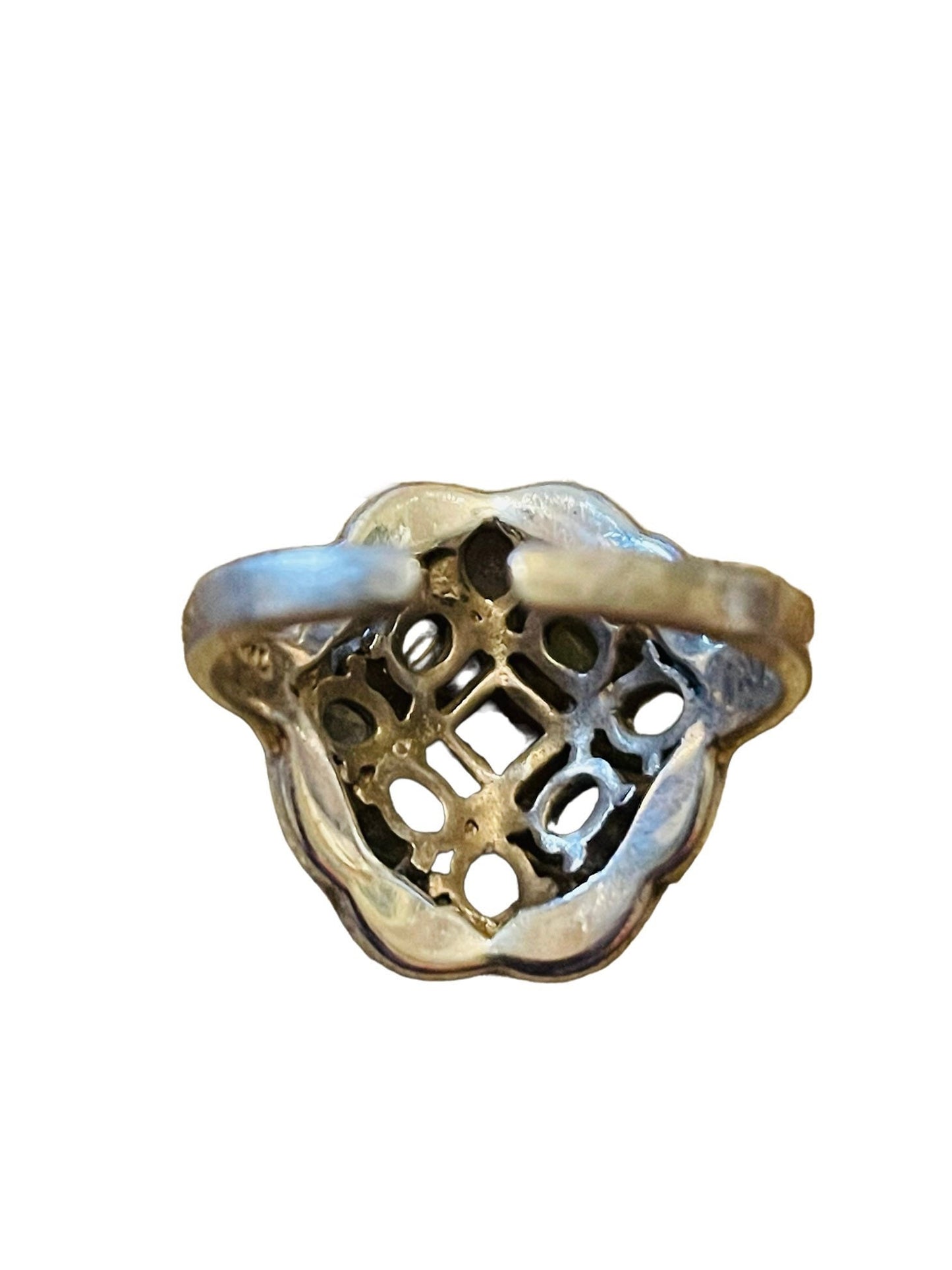 Multi Stone Fruit Salad Gemstone & Marcasite Sterling Vintage Ring