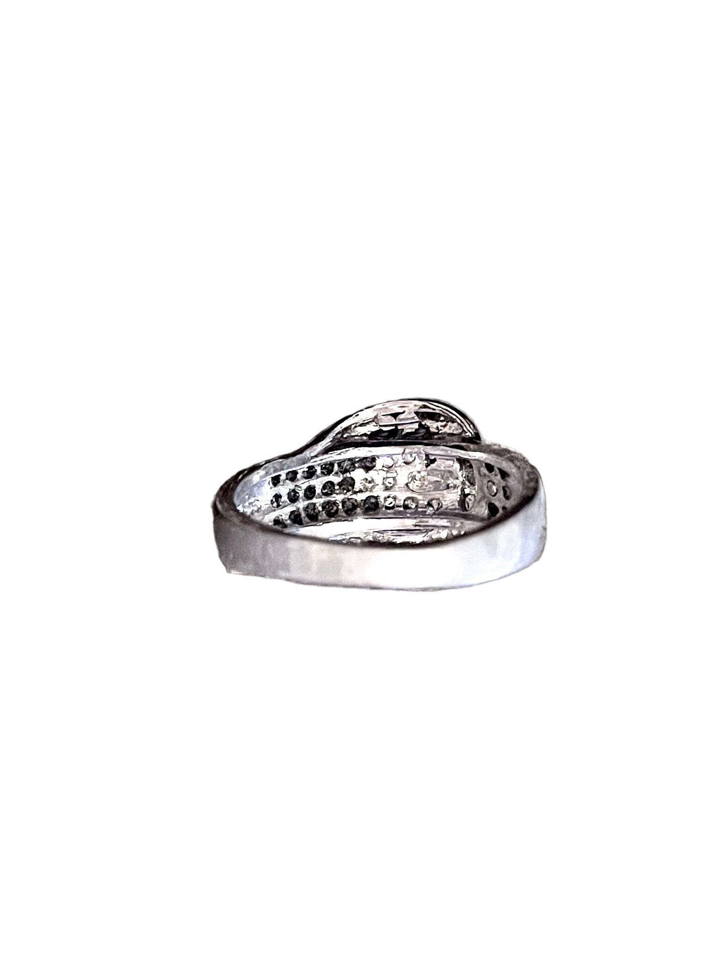 Black & White Diamond DeBeers Sterling Silver Belt Buckle Ring