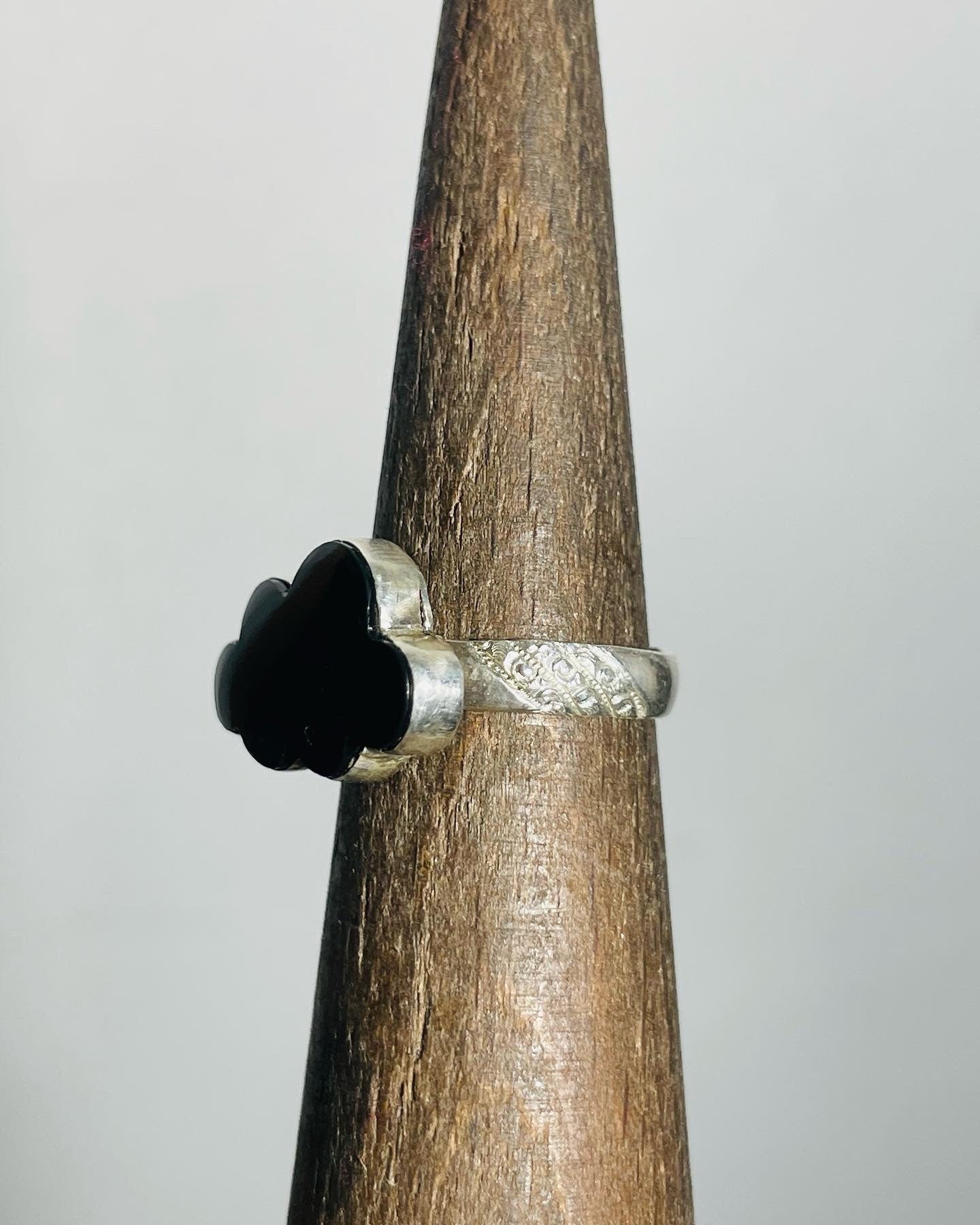Handmade Black Onyx Cloud Cabochon Sterling Silver Ring