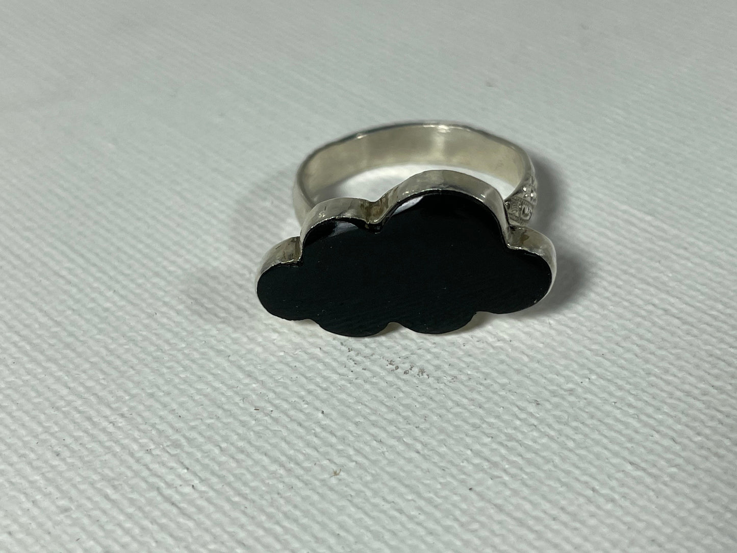 Handmade Black Onyx Cloud Cabochon Sterling Silver Ring