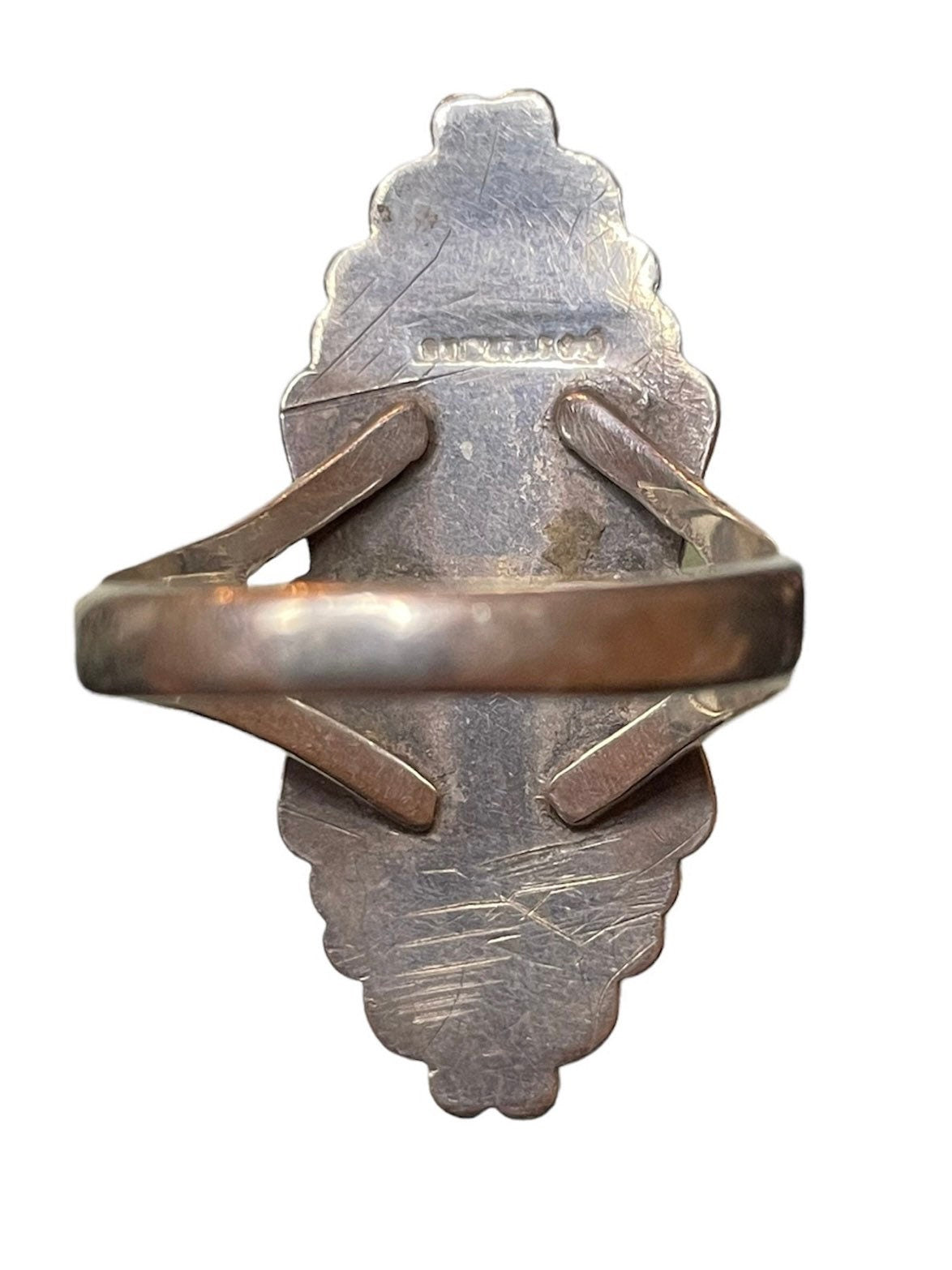 Antique Sterling Silver Turquoise Native American Long Ring