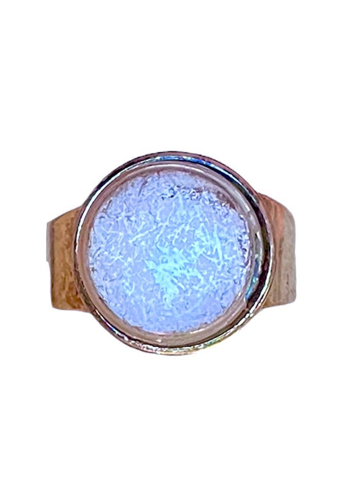 Vintage Modernist Round Moonstone Sterling Silver Ring