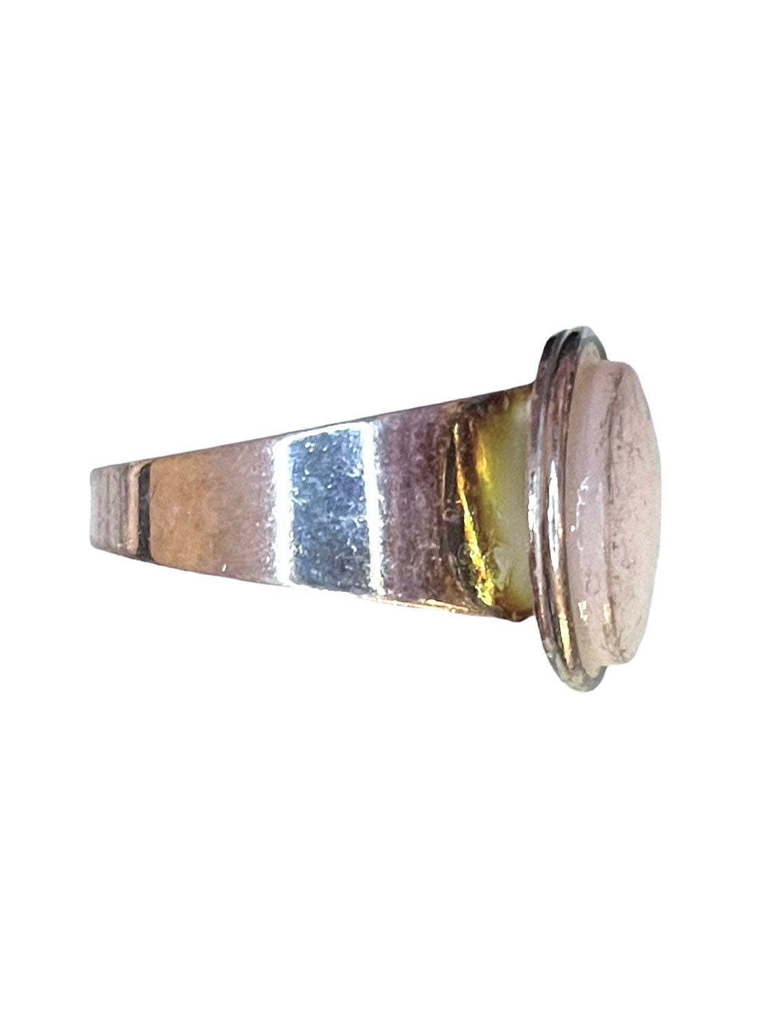 Vintage Modernist Round Moonstone Sterling Silver Ring