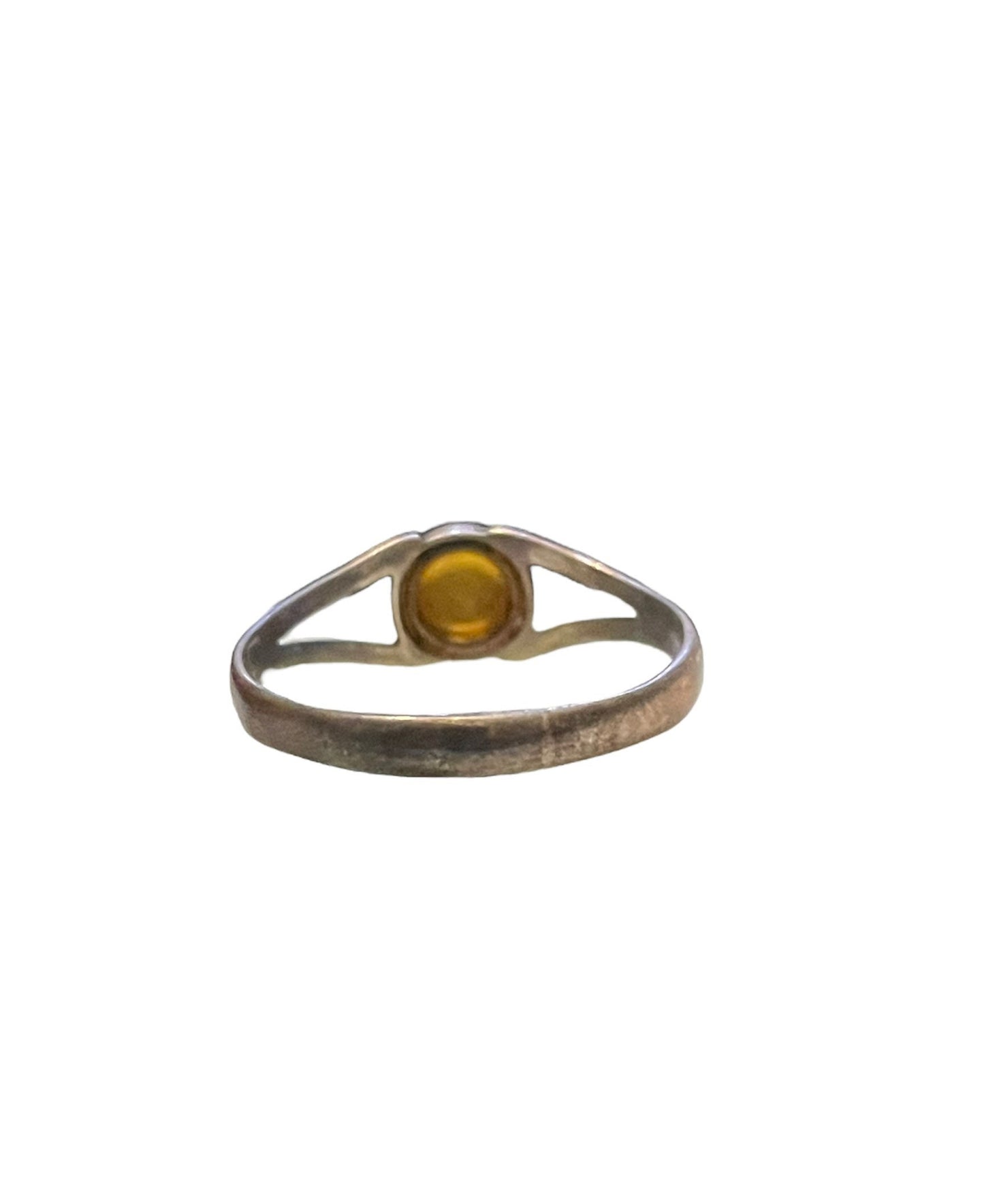 Vintage Sterling Amber Bezel Set Ring