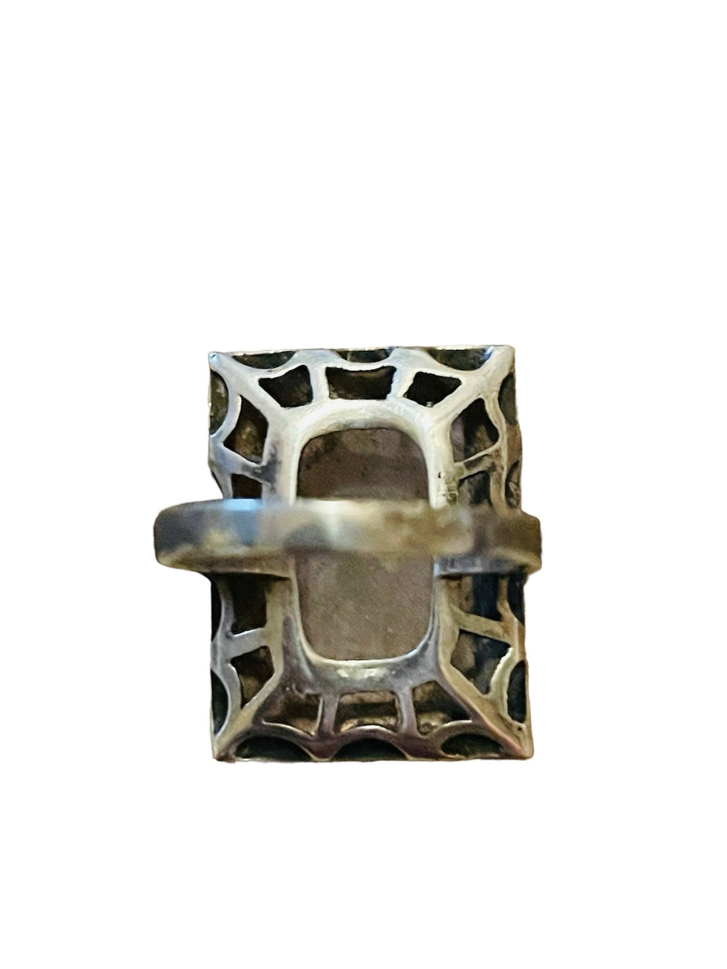 Rose Quartz & Marcasite Art Deco Sterling Silver Square Ring