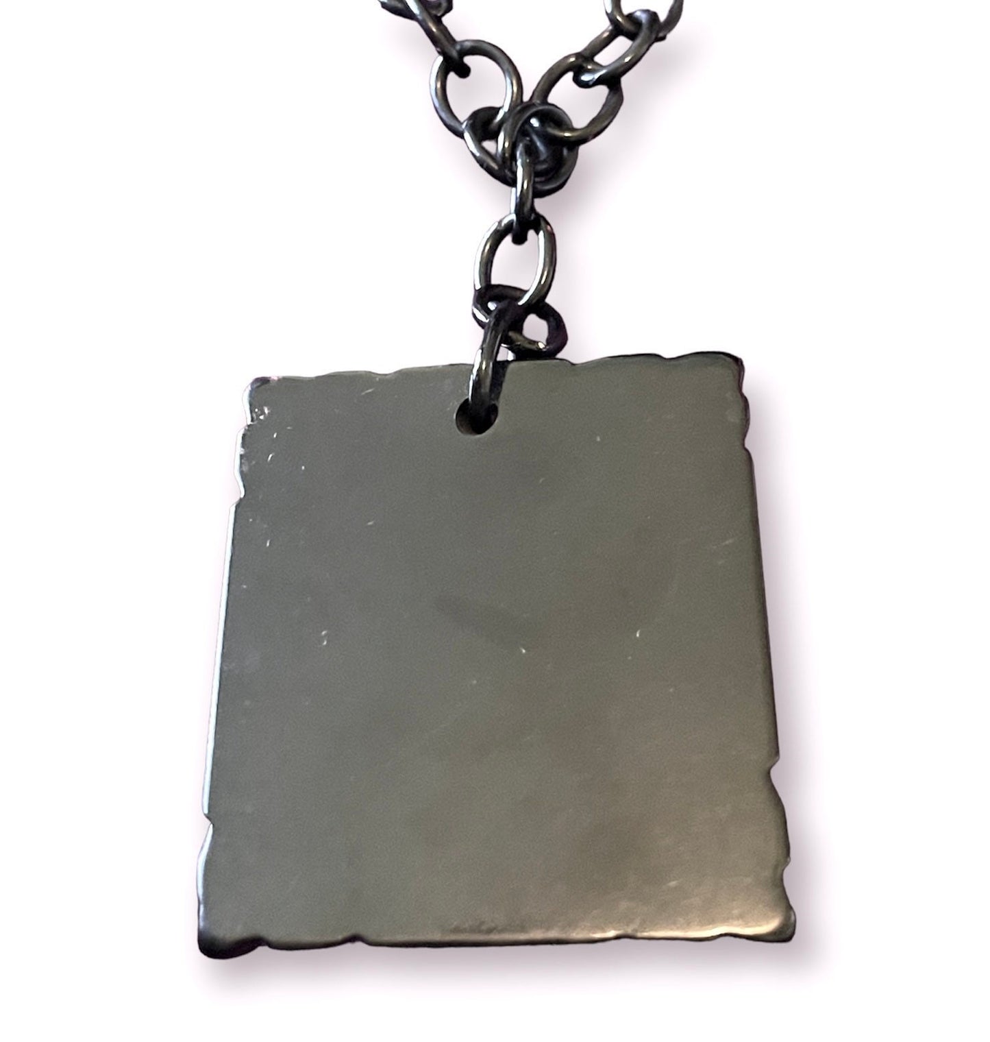 Antique Black Celluloid Mourning Cameo Necklace on Black Celluloid Chain