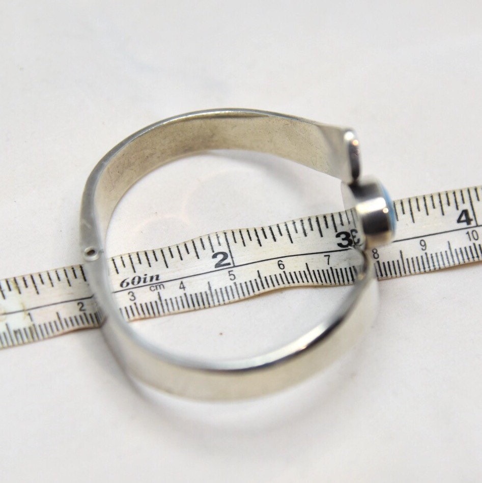 Vintage Sterling Silver & Turquoise Mexican Modernist Clamper Bracelet