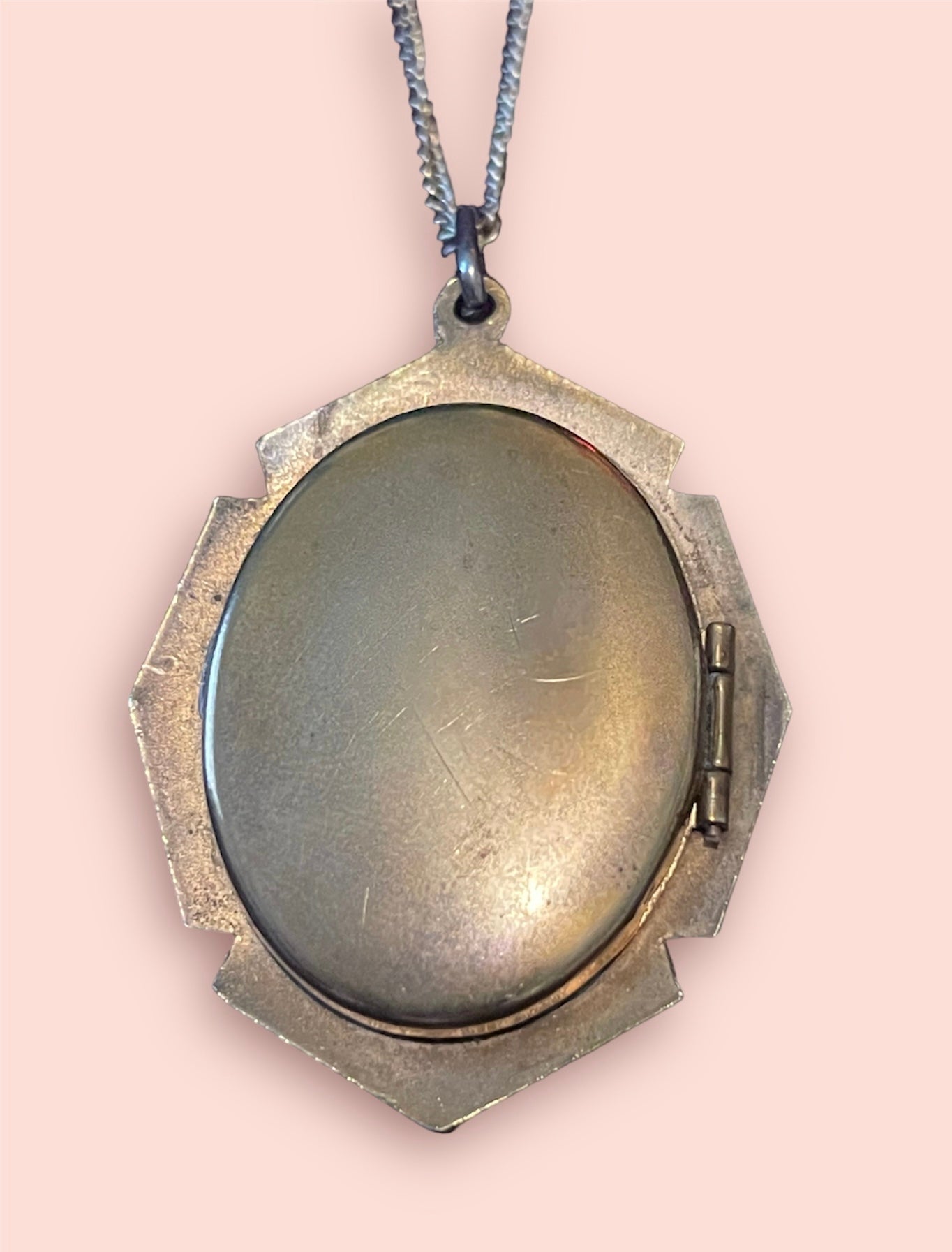 Art Nouveau Mourning Cameo Locket Necklace