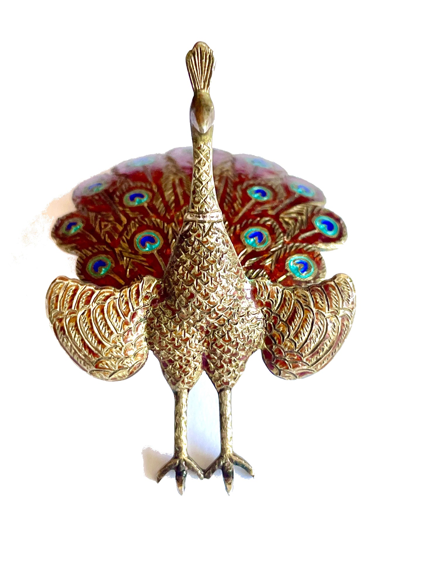 Siam Sterling Red & Blue Cloisonné Enamel Vermielle Brooch & Earring Set