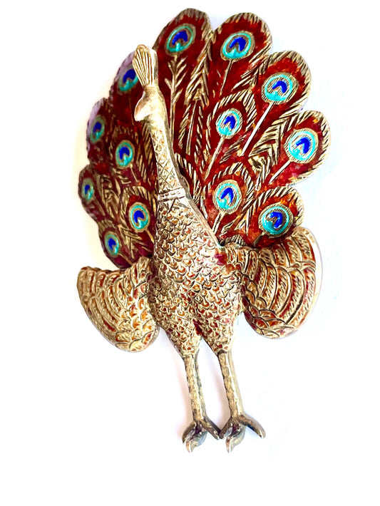 Siam Sterling Red & Blue Cloisonné Enamel Vermielle Brooch & Earring Set