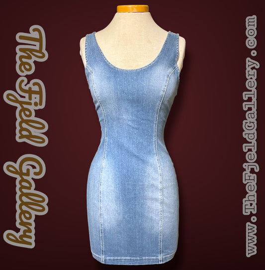 Vintage Guess Denim Jean Sheath Body Con Mini Dress