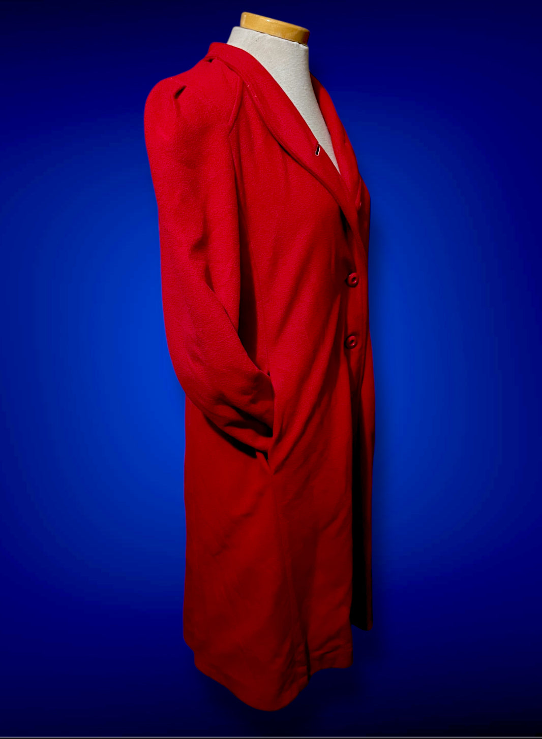 1960’s Red Faux Cashmere Long Wellington Overcoat