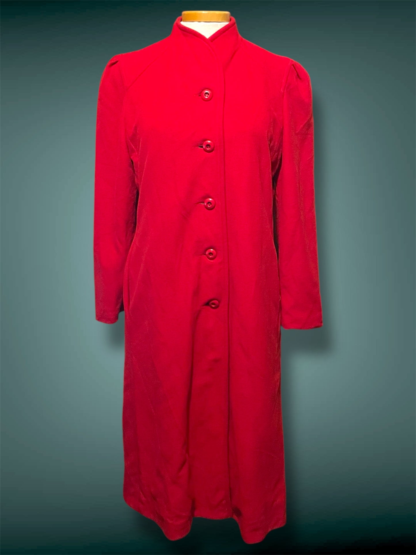 1960’s Red Faux Cashmere Long Wellington Overcoat