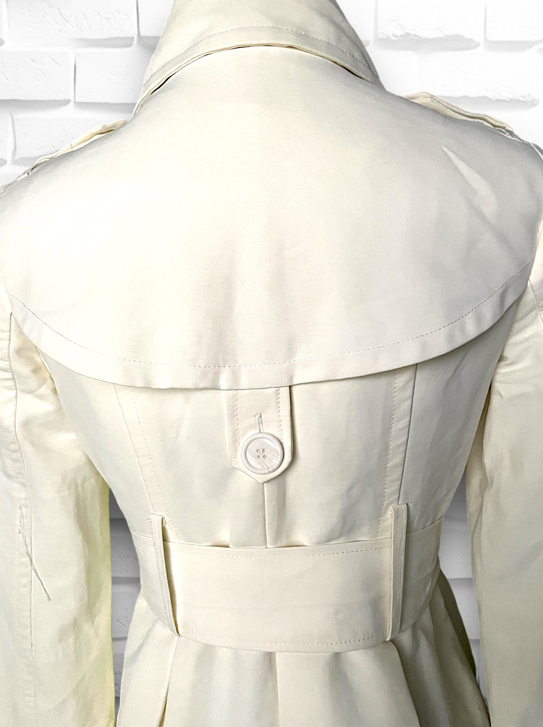 Vintage 1990’s XOXO Cream Dress Cut Belted Trench Coat