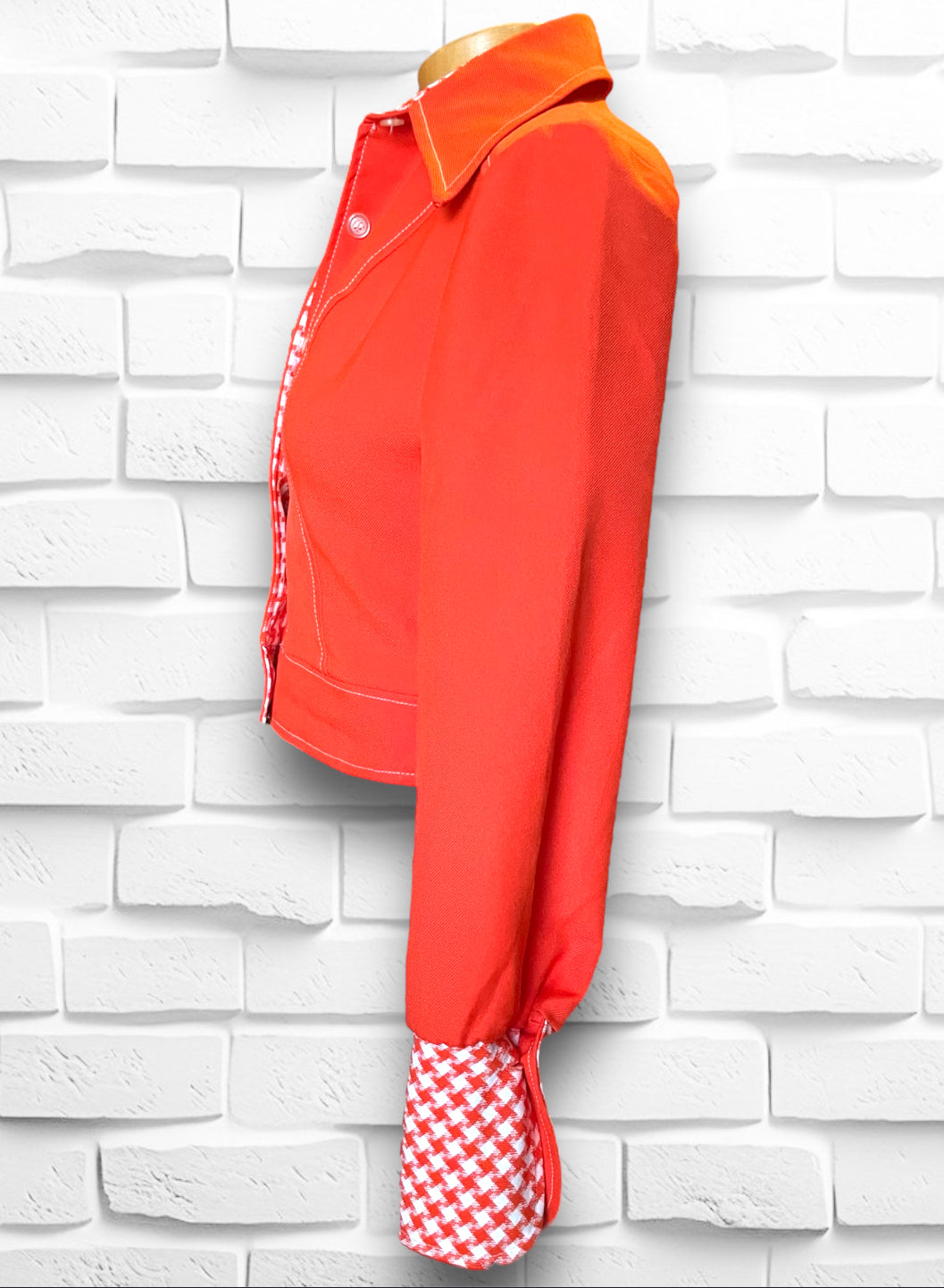 1960’s Judy Wayne Bright Orange & White Plaid Jacket