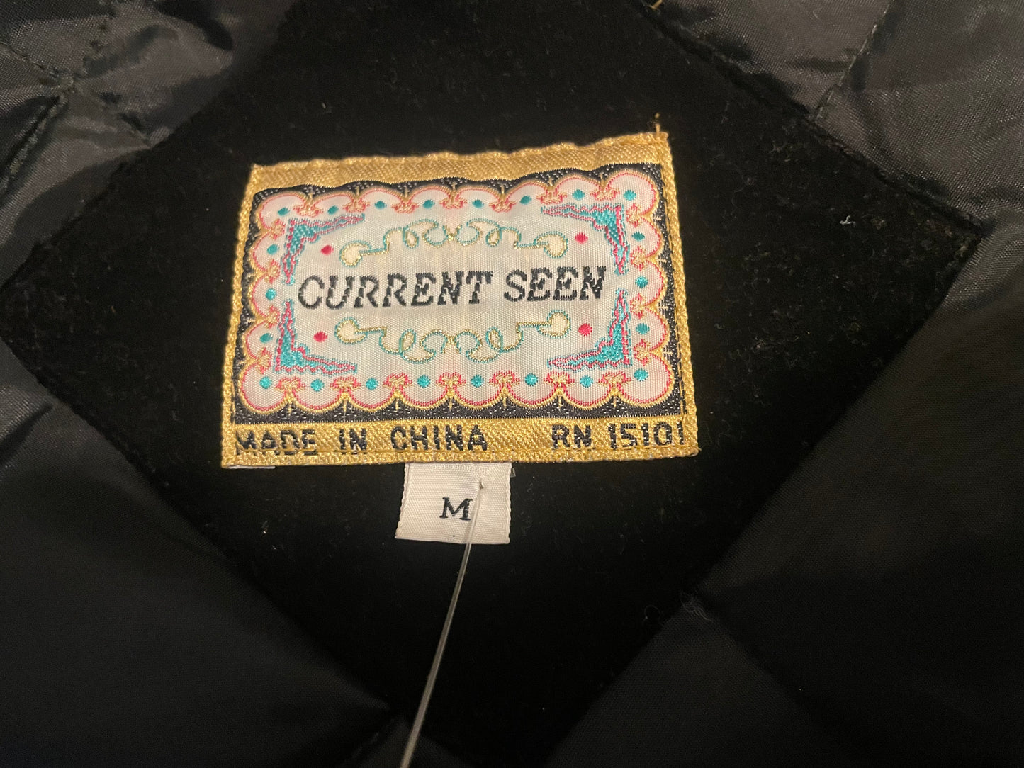 80’s 90’s Black Velvet Puffer Coat w/ Red & Purple Gold Crush Velvet Rose Detail