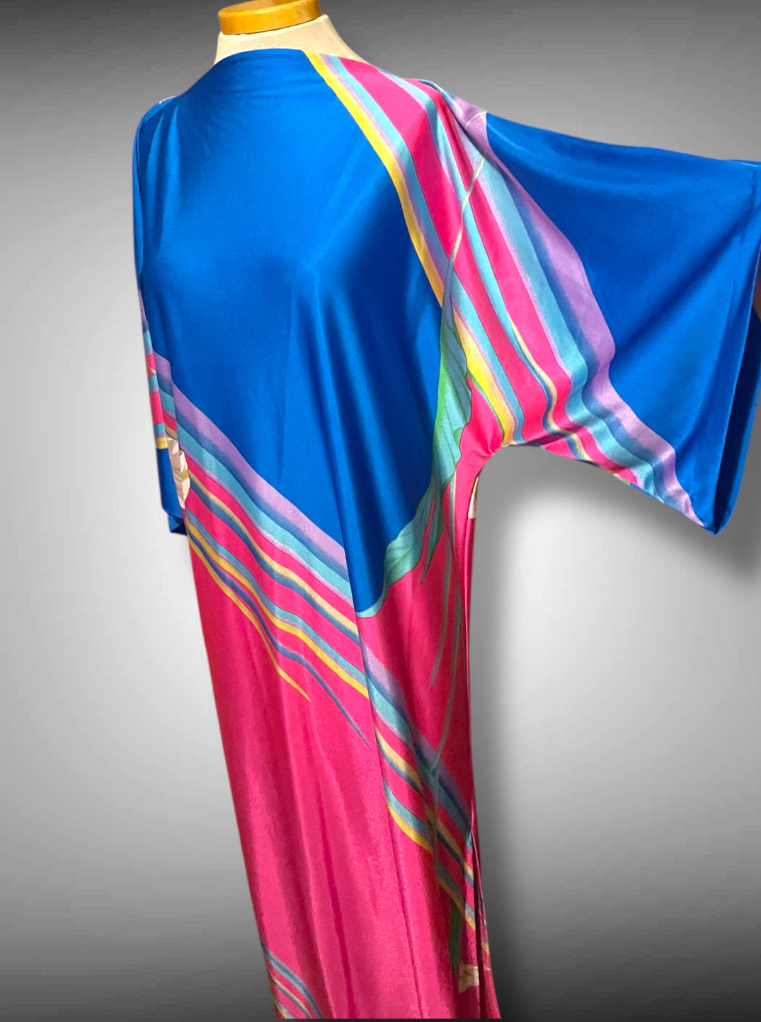 1960’s Belted Kaftan House Dress Tropical Retro Maxi Dress