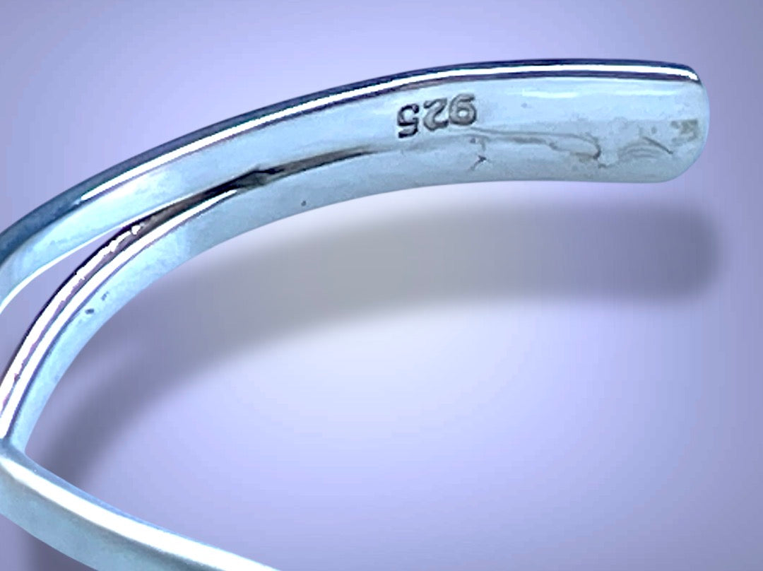 Vintage Solid Sterling Silver Geometric Double Teardrop Cuff Bracelet