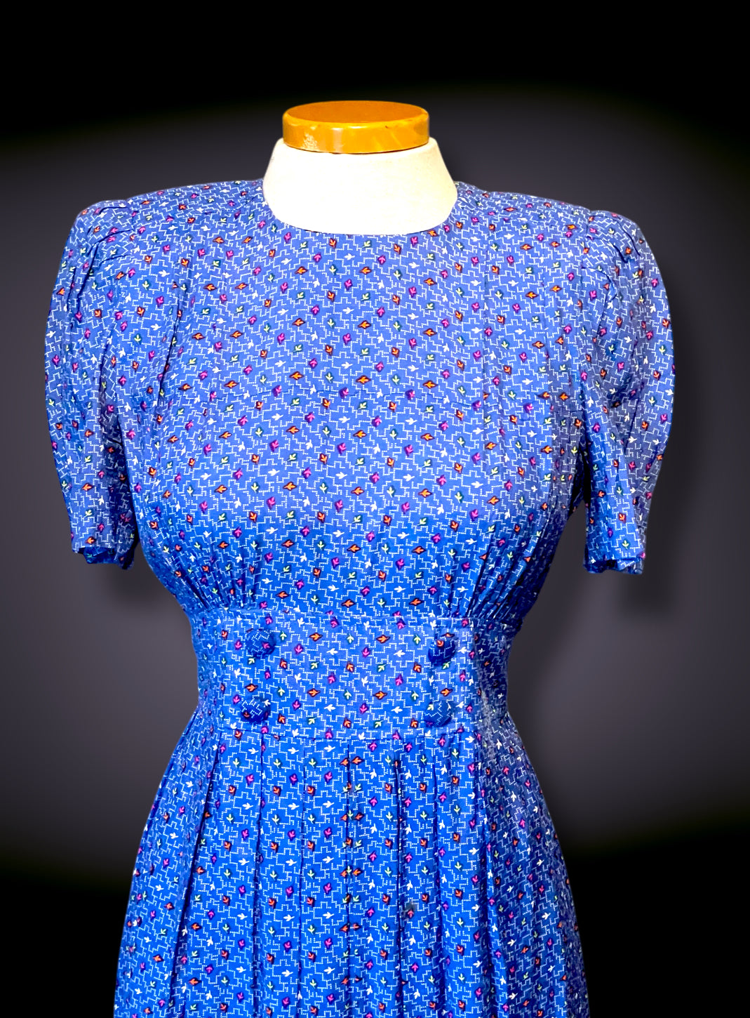 Vintage 1960’s Blue, Pink, Orange, Yellow & White Arrow Pattern Shift Dress