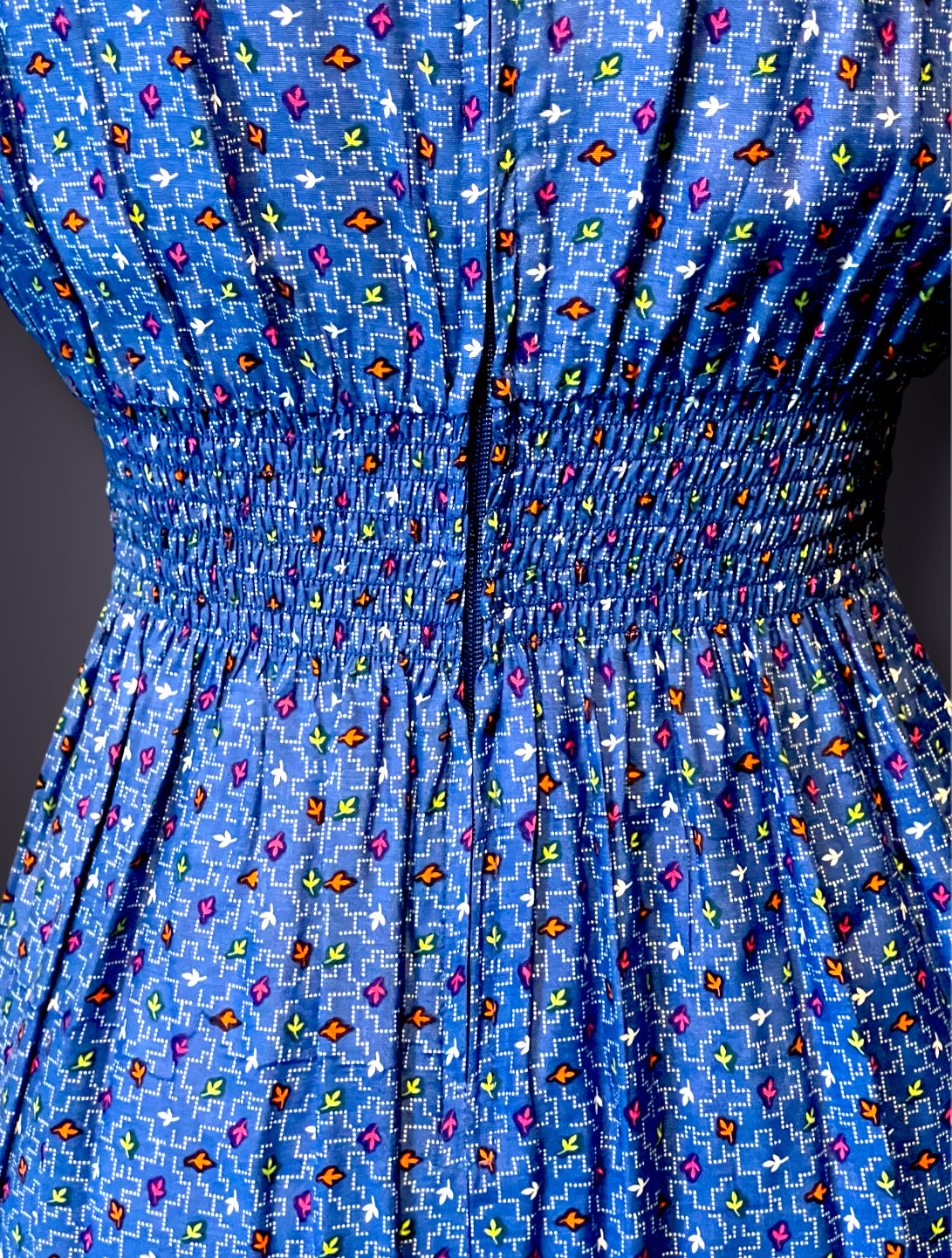 Vintage 1960’s Blue, Pink, Orange, Yellow & White Arrow Pattern Shift Dress