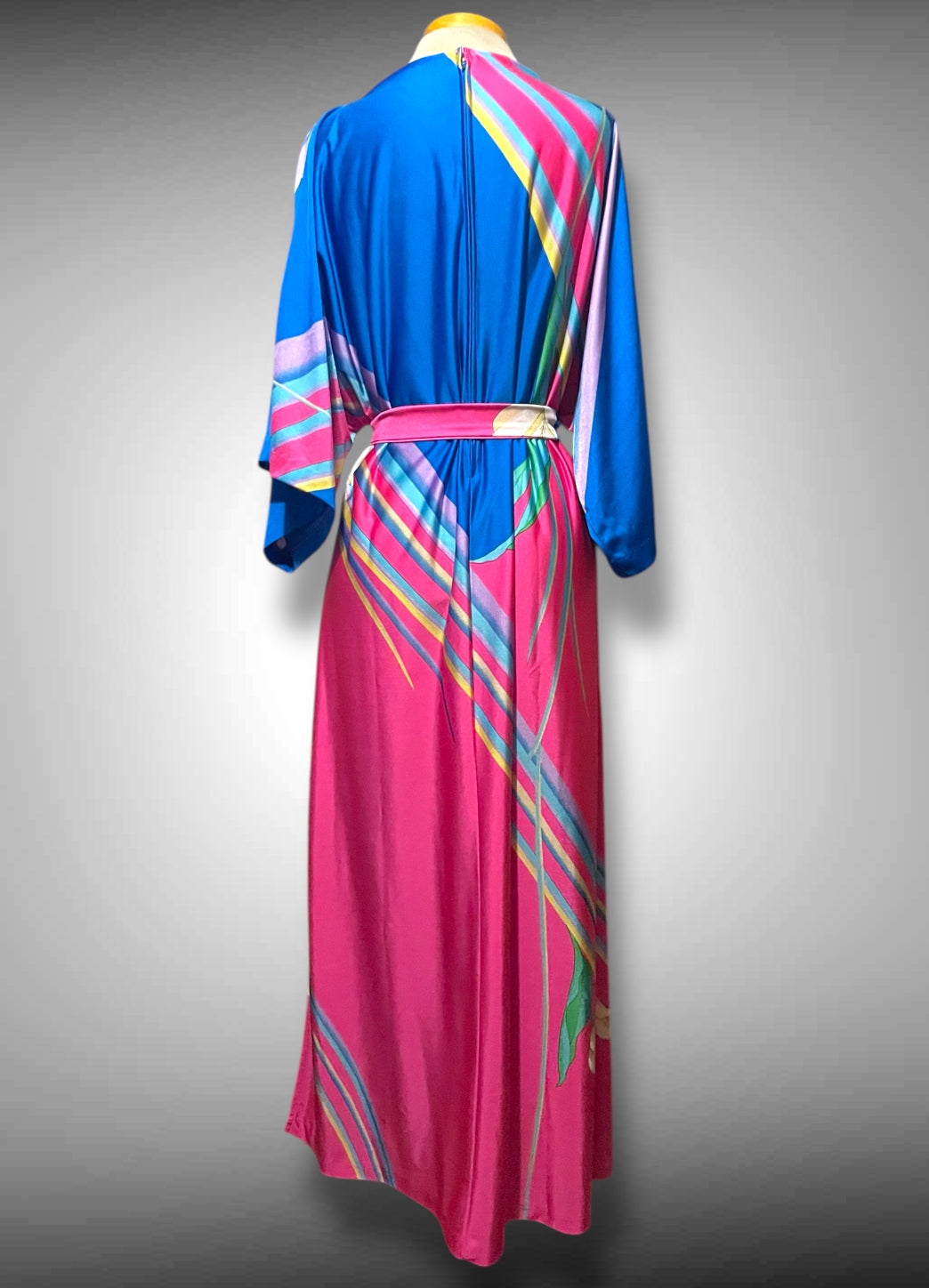 1960’s Belted Kaftan House Dress Tropical Retro Maxi Dress