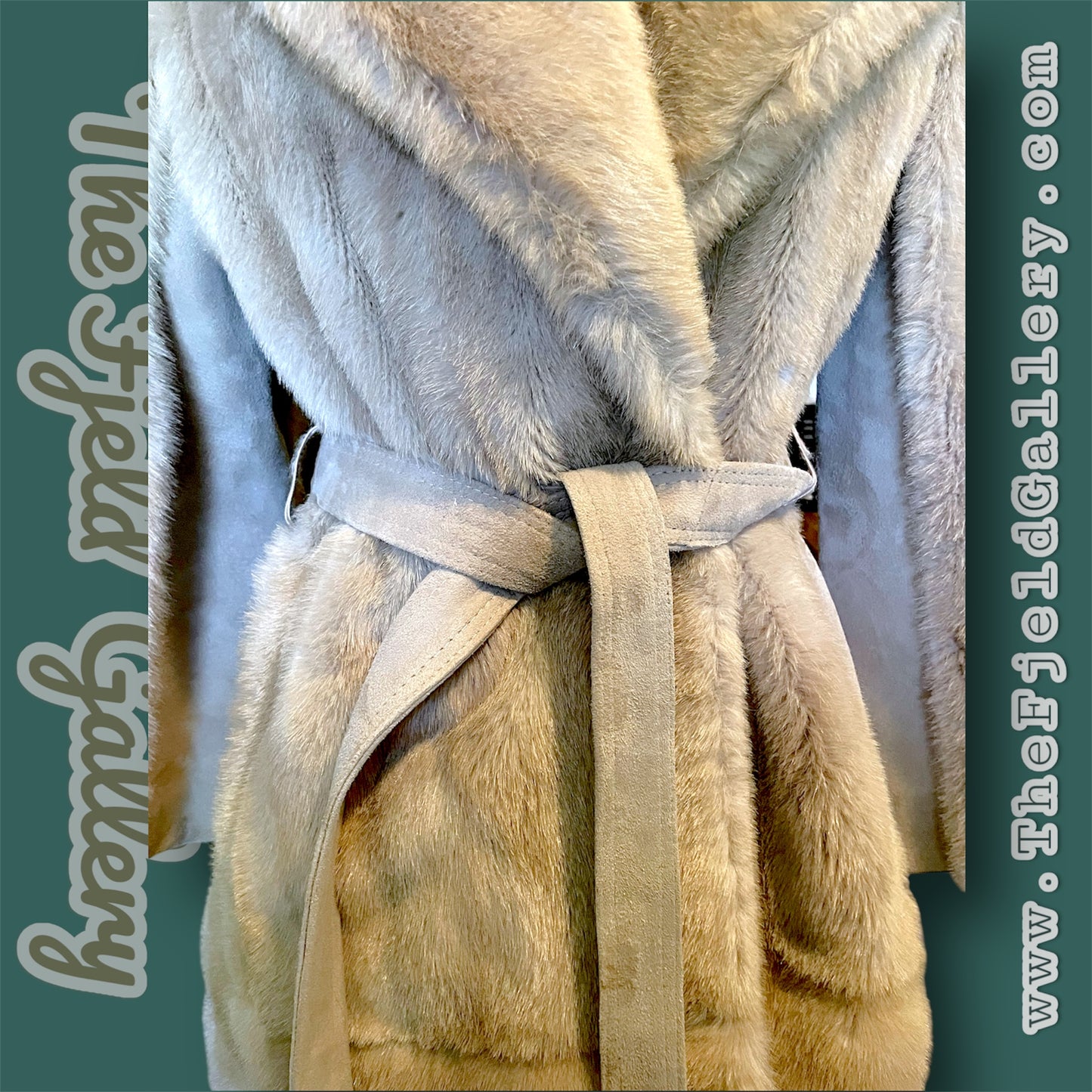1960’s Tan Beige Suede Leather & Faux Fur Overcoat London Leather by Lilli Ann