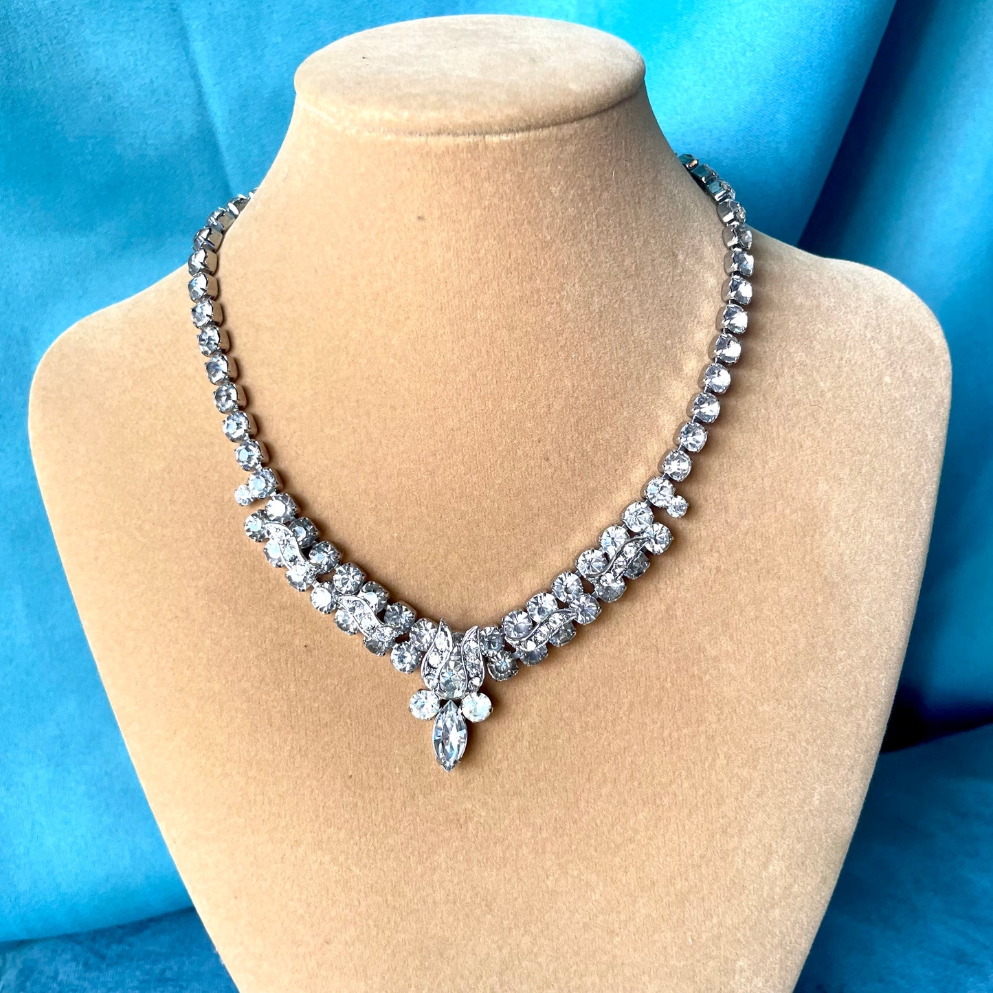 Weiss Designer Crystal Rhinestone Choker Necklace & Kramer Earrings Set