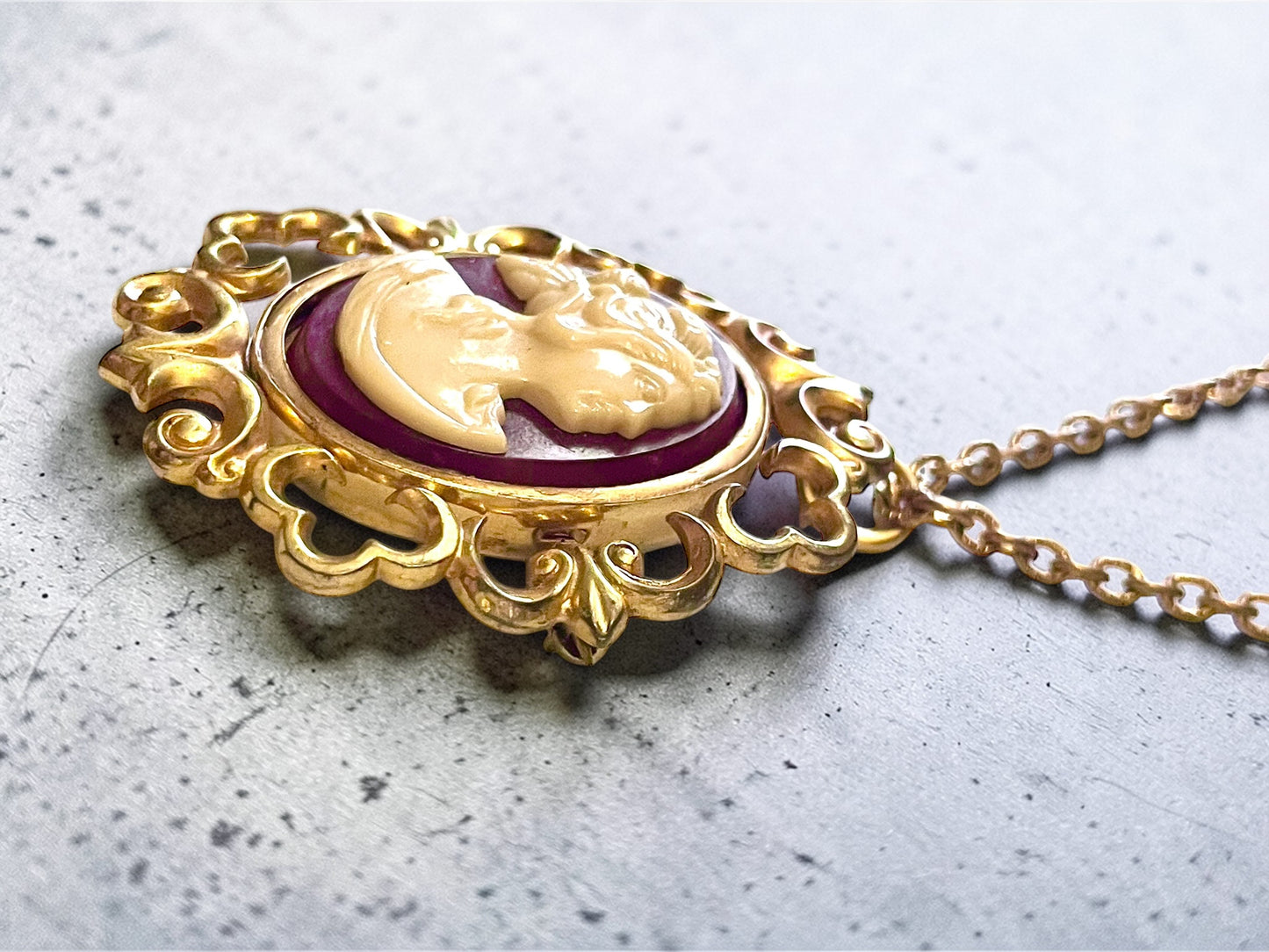 Victorian Spinning Cameo Photo Frame Pendant Necklace